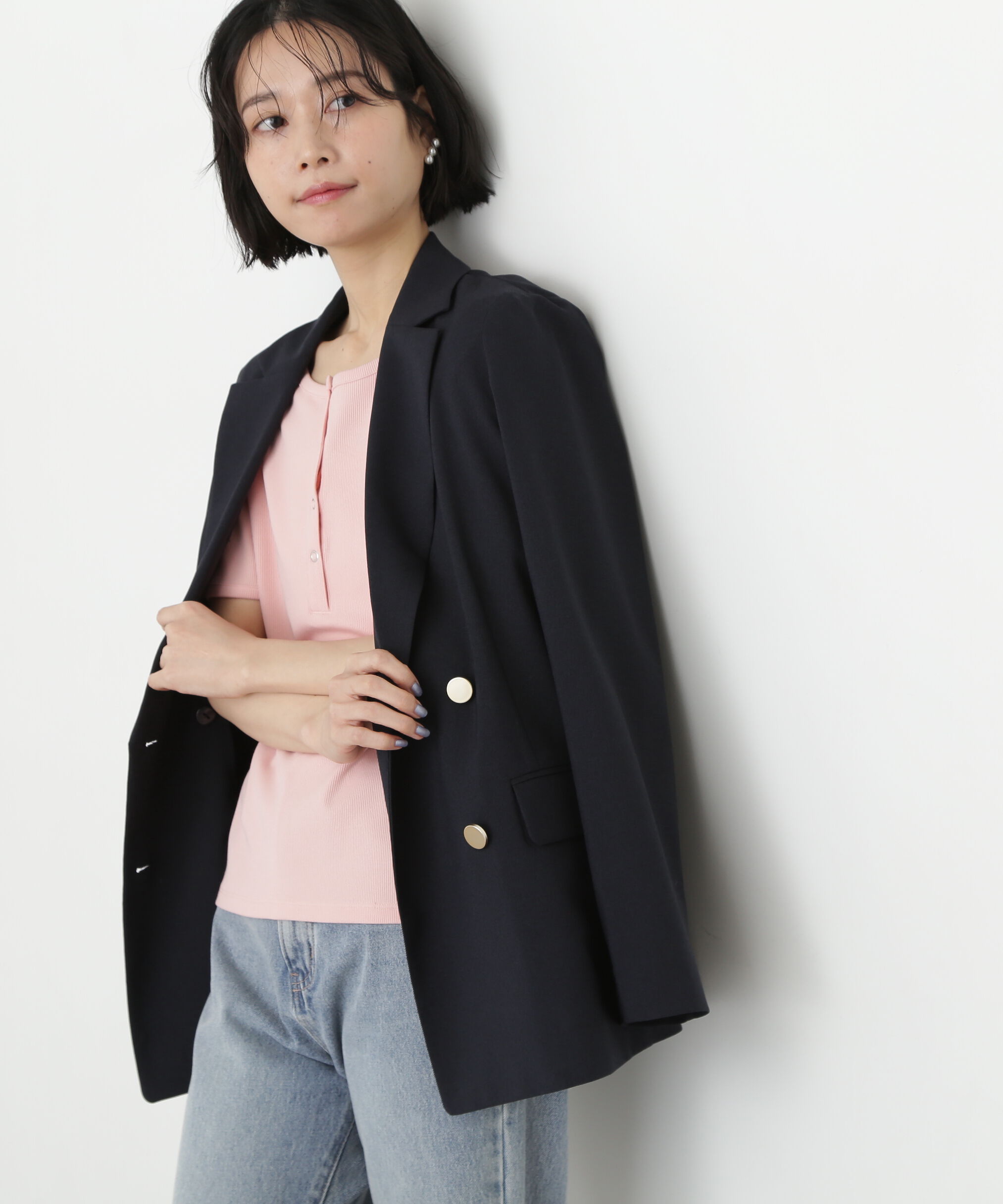  「ヘンリーネック五分袖カットソー」|Tシャツ・カットソー|