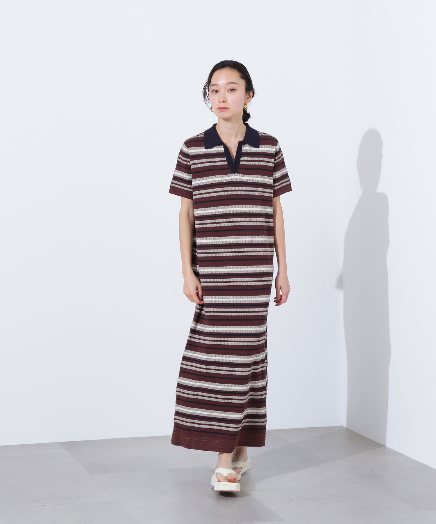  「マルチボーダーポロニットワンピース」|ワンピース|