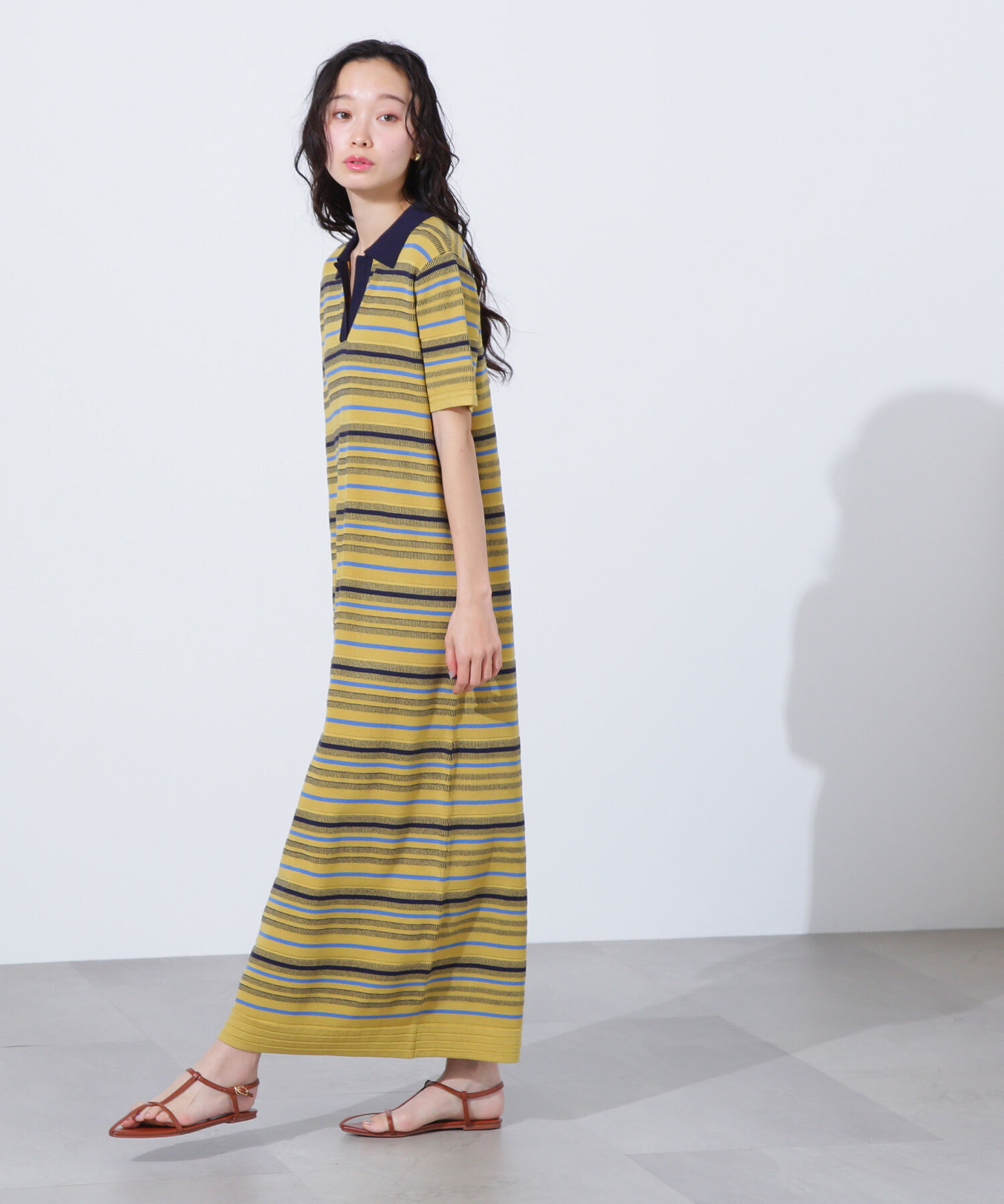  「マルチボーダーポロニットワンピース」|ワンピース|