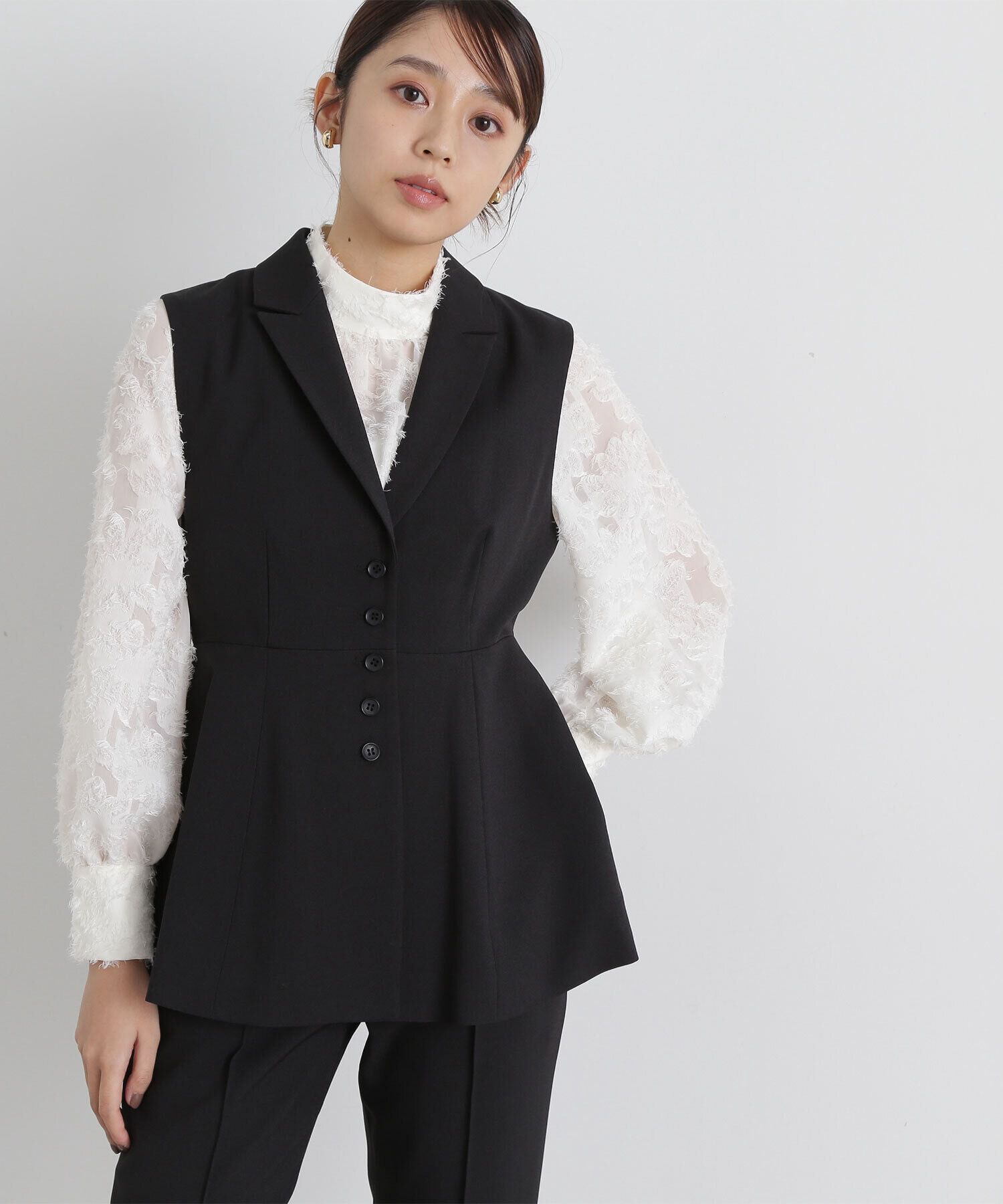  「カットジャガードハイネックブラウス」|シャツ・ブラウス|