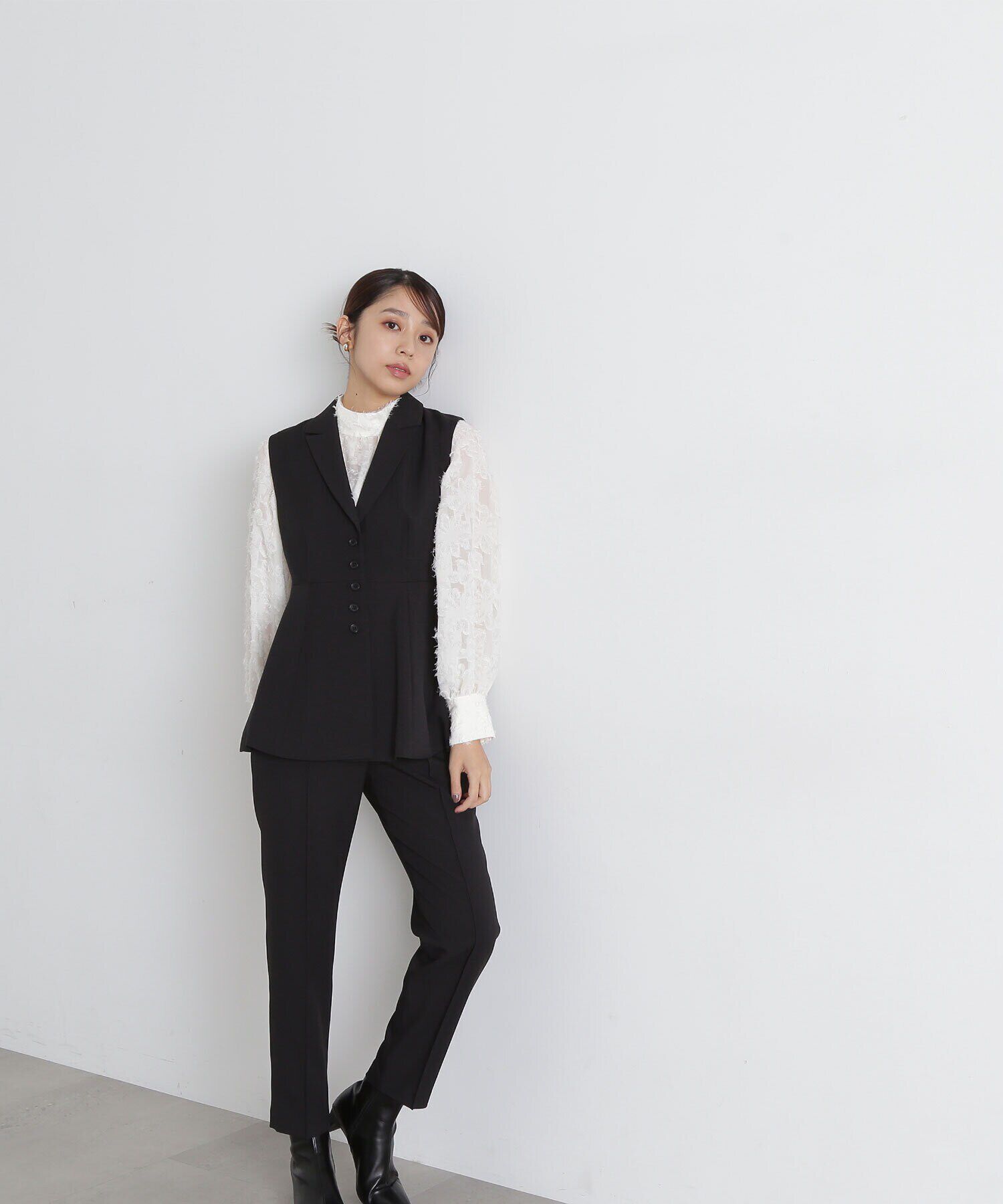  「カットジャガードハイネックブラウス」|シャツ・ブラウス|