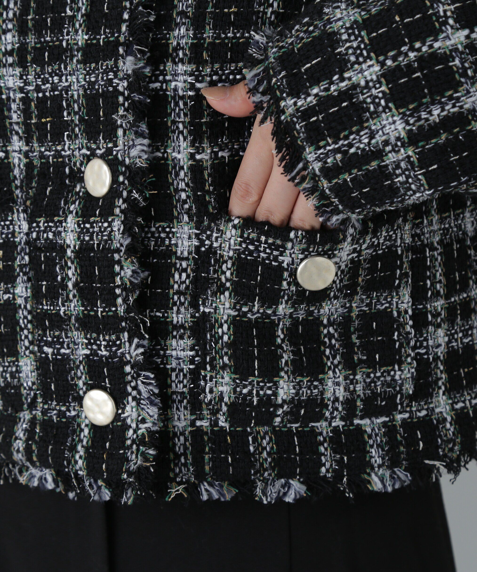  「ノーカラーツイードジャケット　24AW」|ブルゾン・スタジャン|