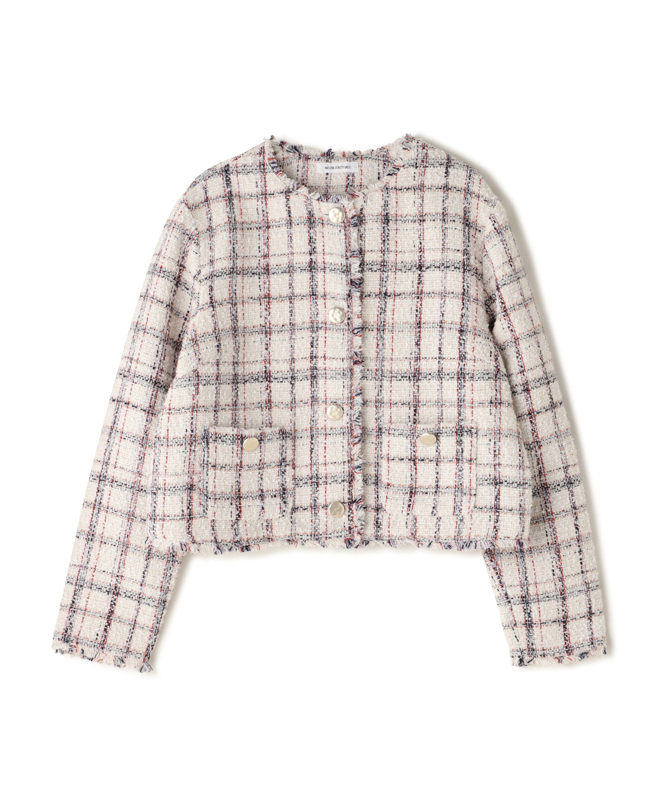  「ノーカラーツイードジャケット　24AW」|ブルゾン・スタジャン|