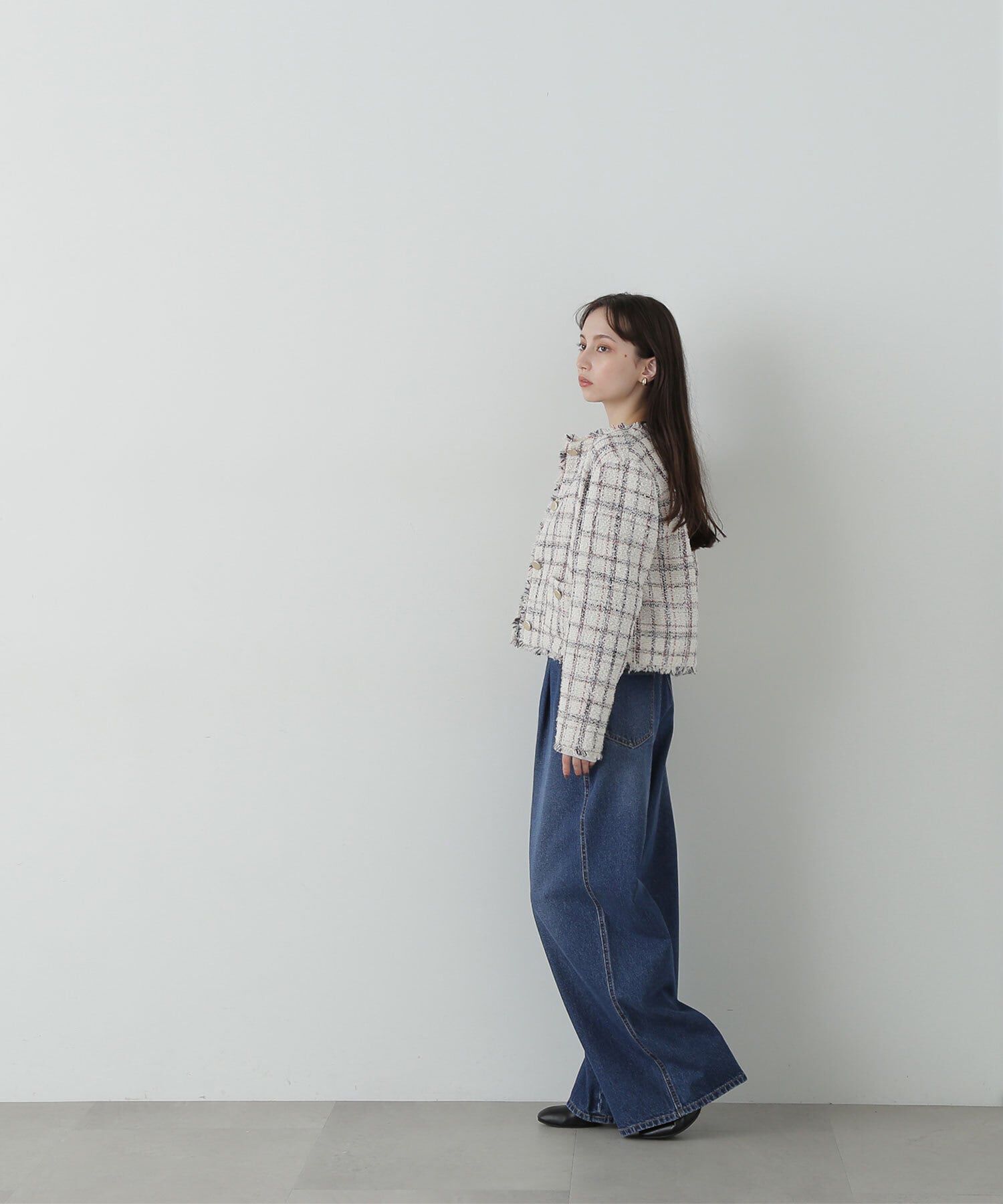  「ノーカラーツイードジャケット　24AW」|ブルゾン・スタジャン|