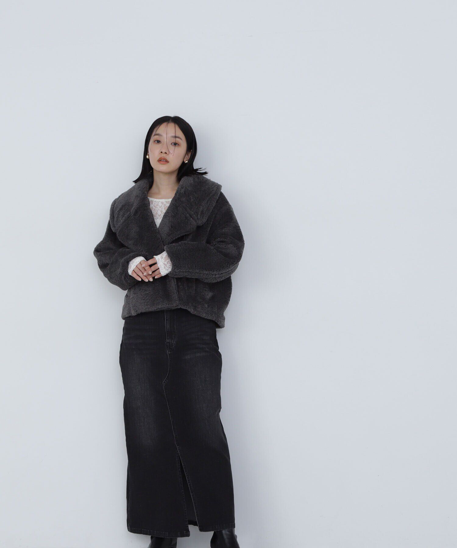  「フロントスリットナローデニムスカート」|スカート|クロ