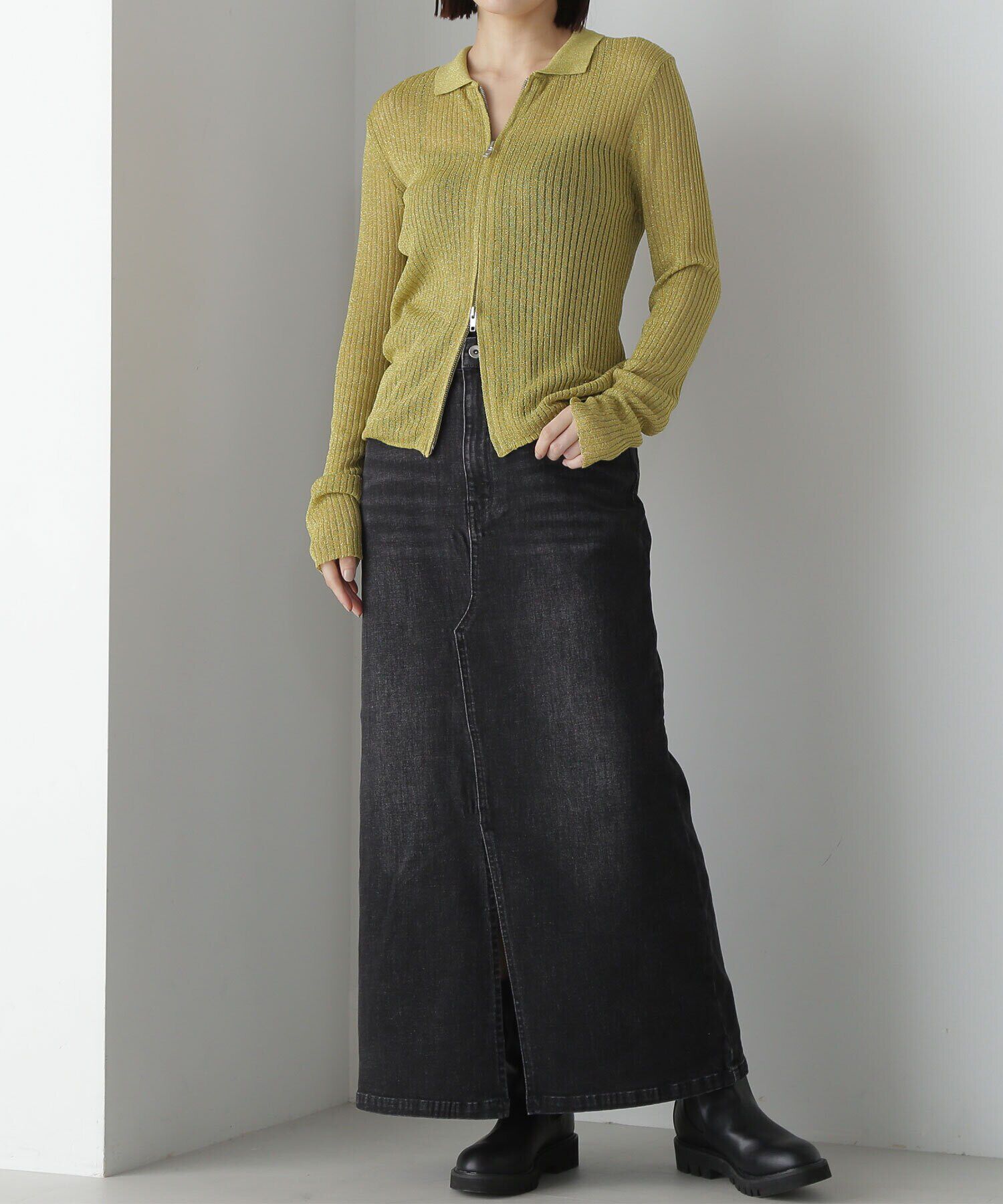  「フロントスリットナローデニムスカート」|スカート|