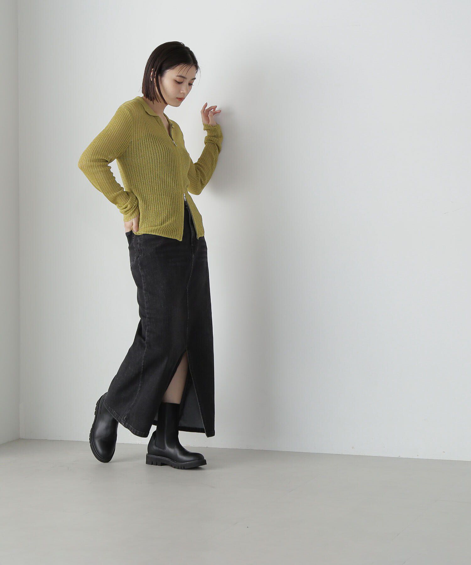  「フロントスリットナローデニムスカート」|スカート|