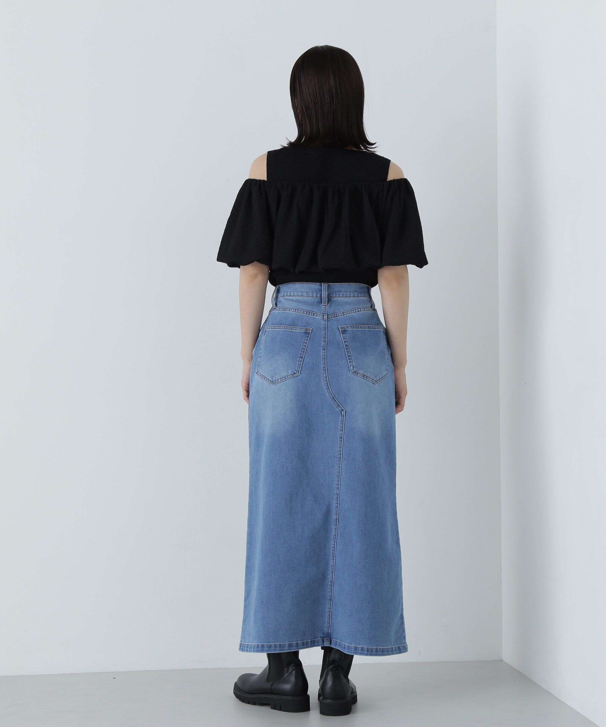  「フロントスリットナローデニムスカート」|スカート|