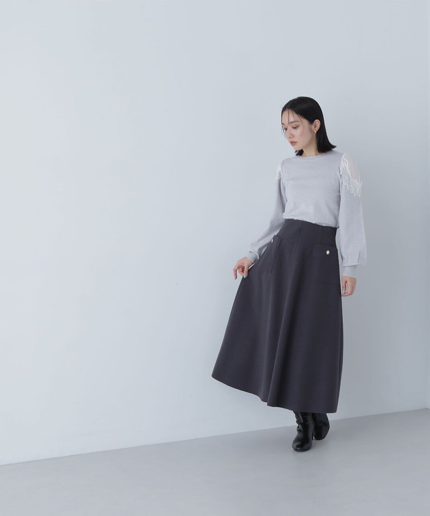  「フラワーレーストリミングニット」|ニット・セーター|