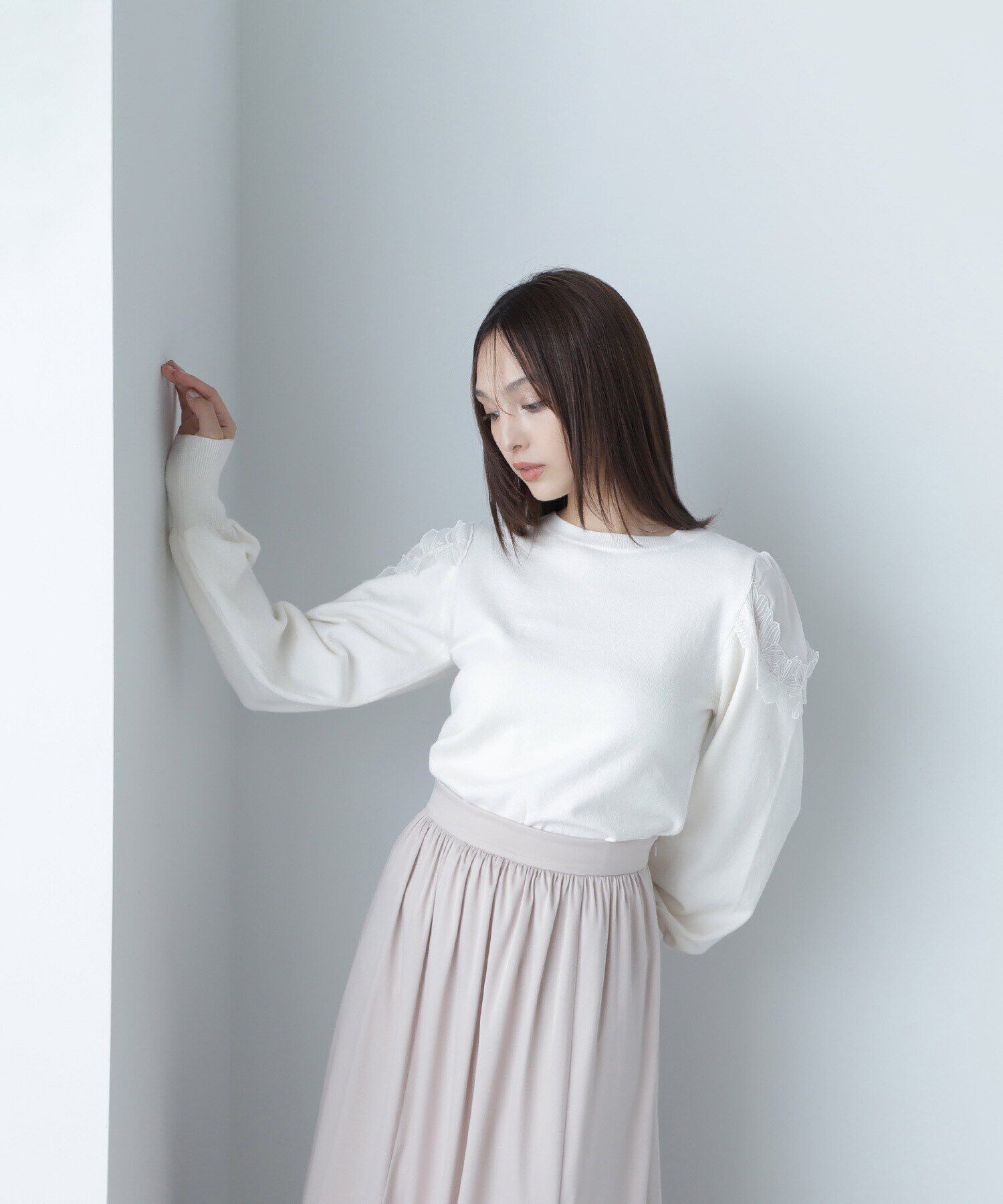  「フラワーレーストリミングニット」|ニット・セーター|