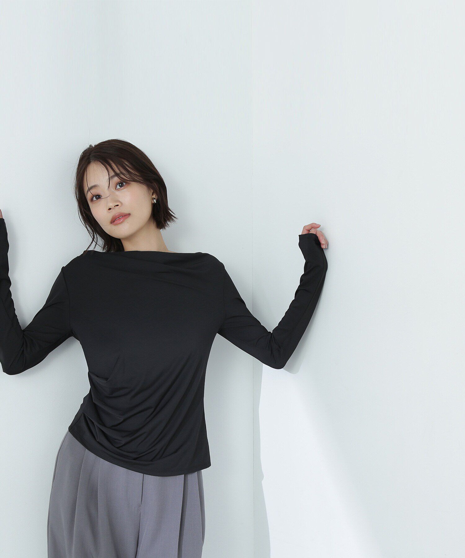  「ドレープネックカットソー」|Tシャツ・カットソー|