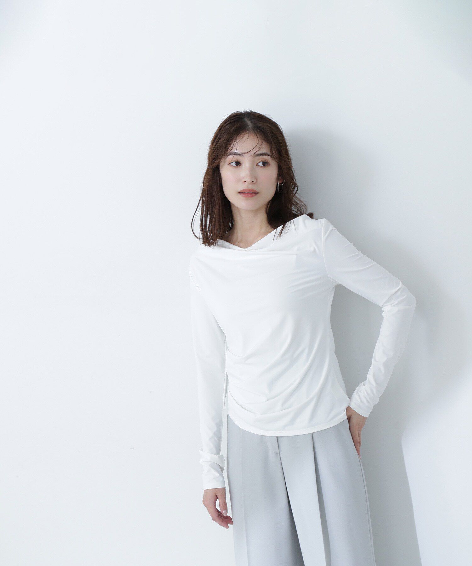  「ドレープネックカットソー」|Tシャツ・カットソー|