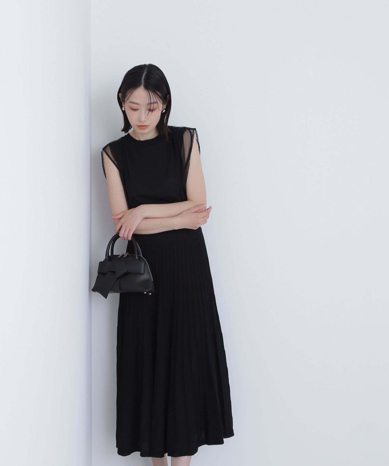  「チュールドッキングニットワンピース」|ワンピース|