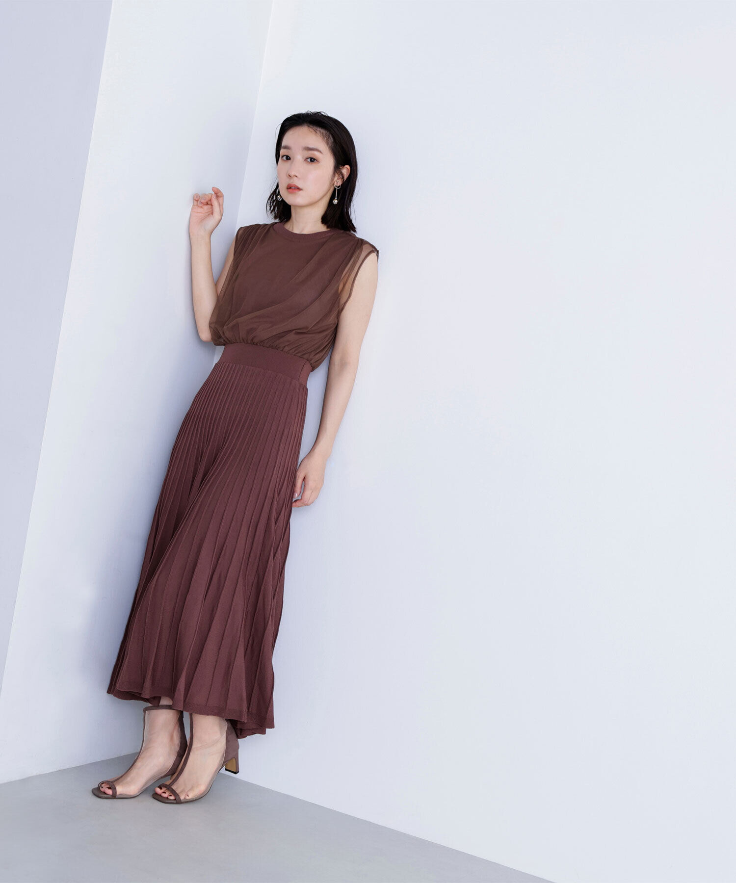  「チュールドッキングニットワンピース」|ワンピース|