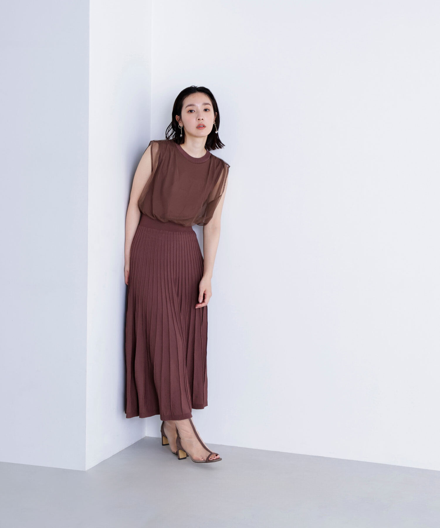  「チュールドッキングニットワンピース」|ワンピース|