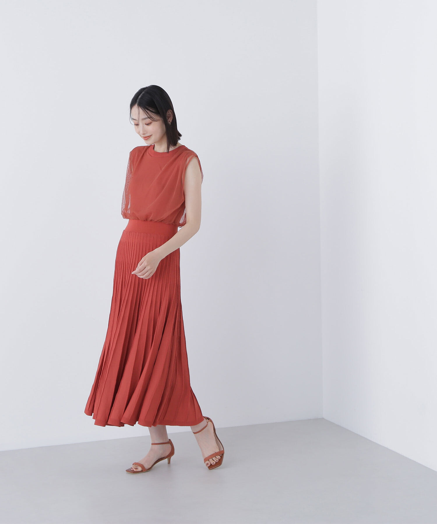  「チュールドッキングニットワンピース」|ワンピース|