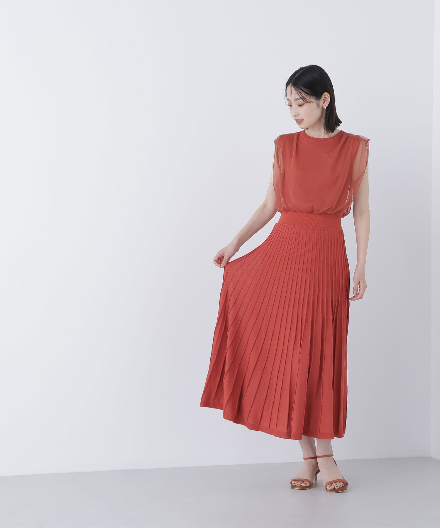  「チュールドッキングニットワンピース」|ワンピース|