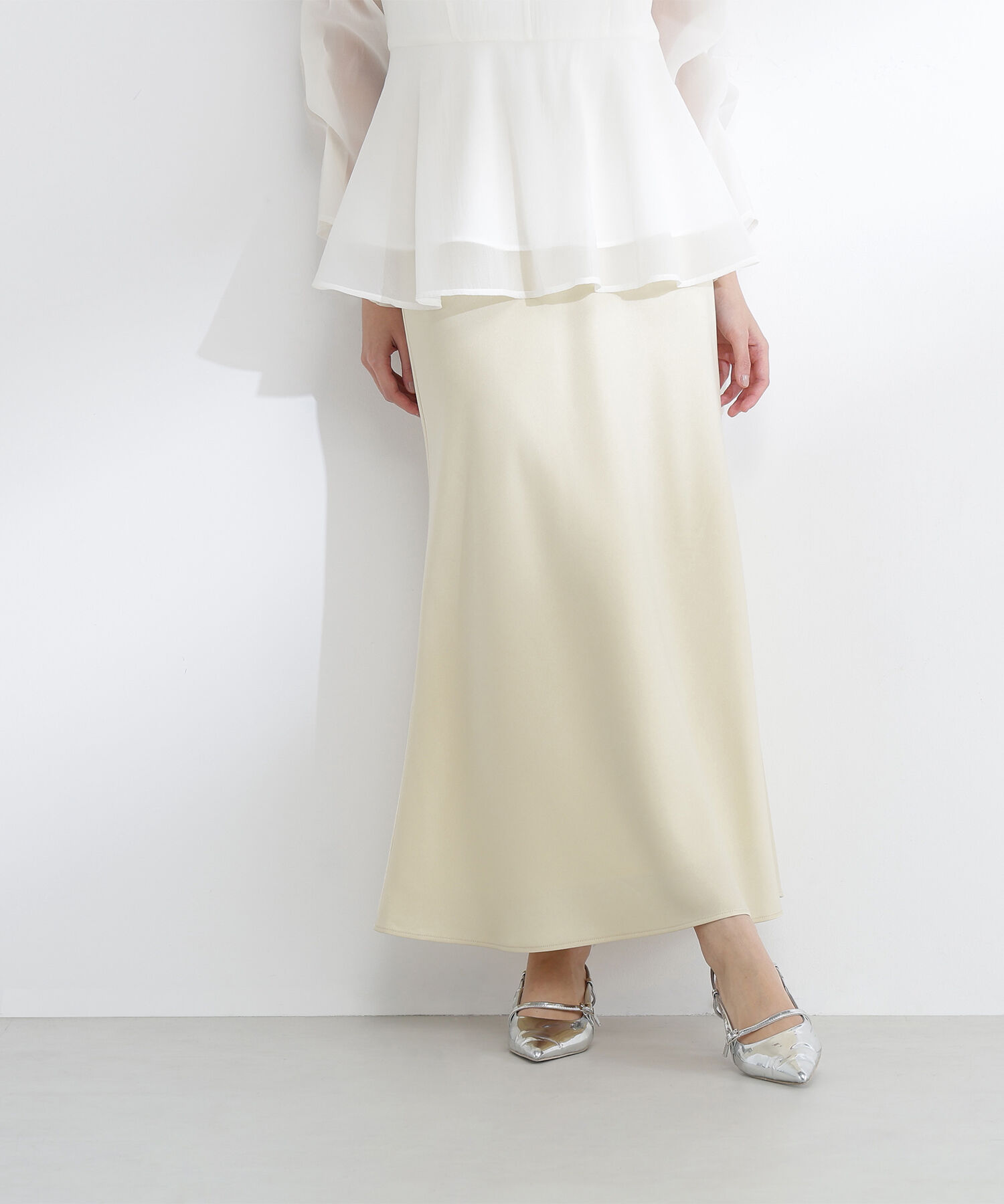  「バイアスサテンナロースカート」|スカート|イエロー