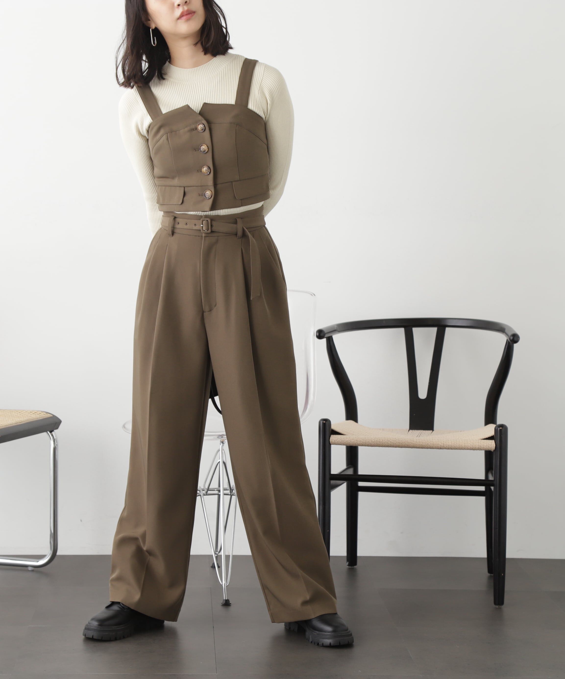  「＜SET UP対応＞[低身長サイズ/Sシリーズ]タックワイドパンツ」|その他|