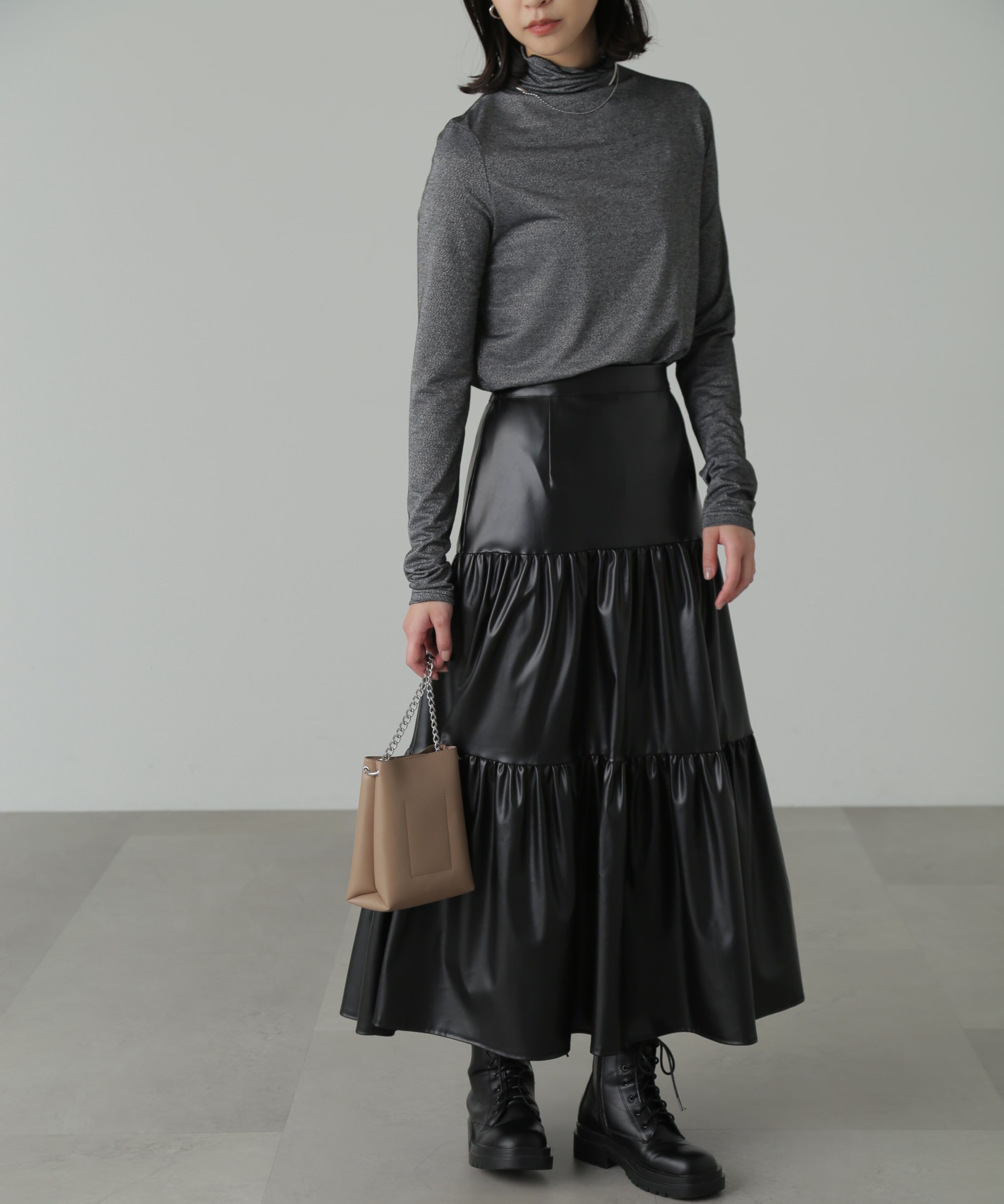  「ラメシアーハイネックカットソー」|Tシャツ・カットソー|