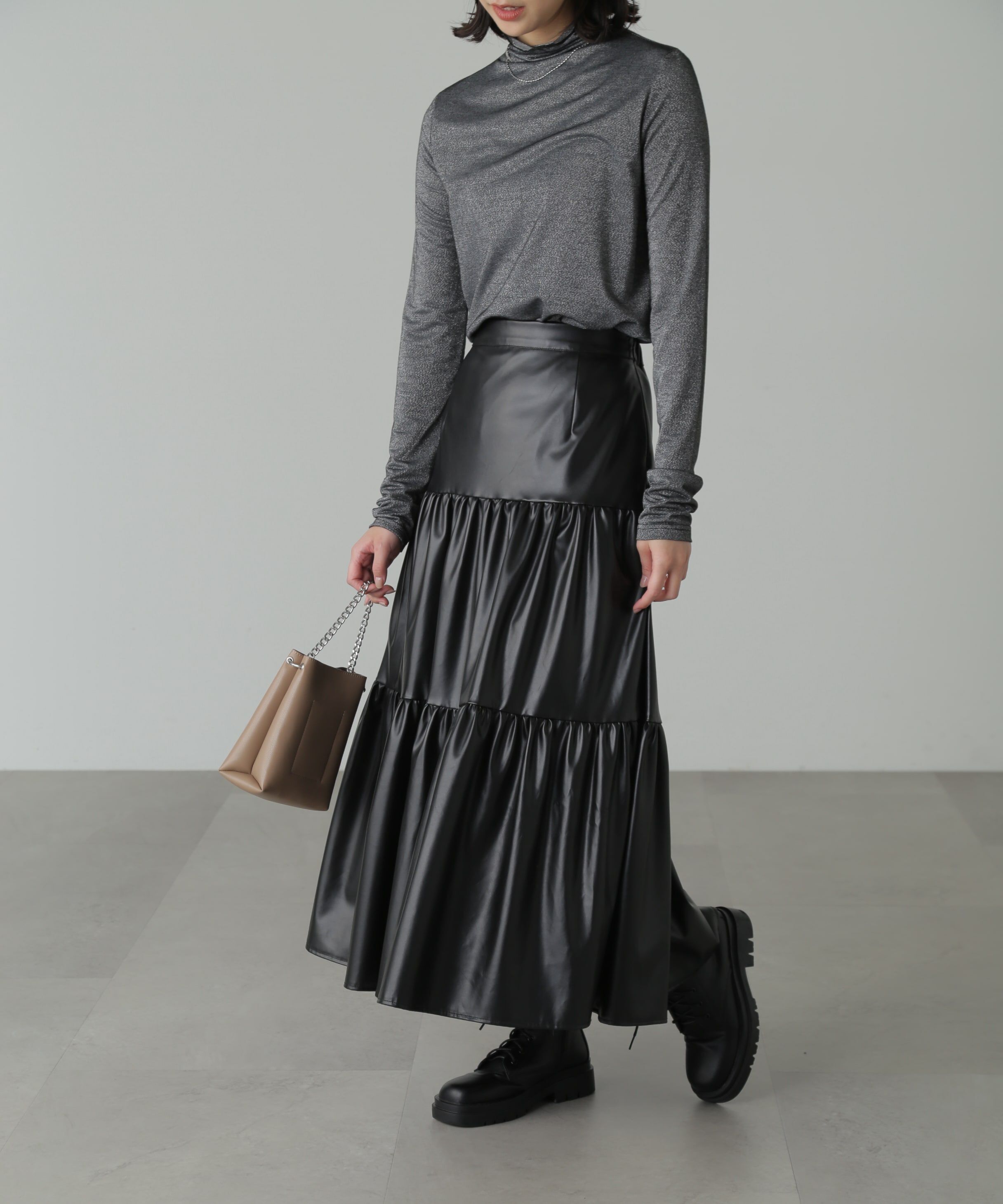  「ラメシアーハイネックカットソー」|Tシャツ・カットソー|