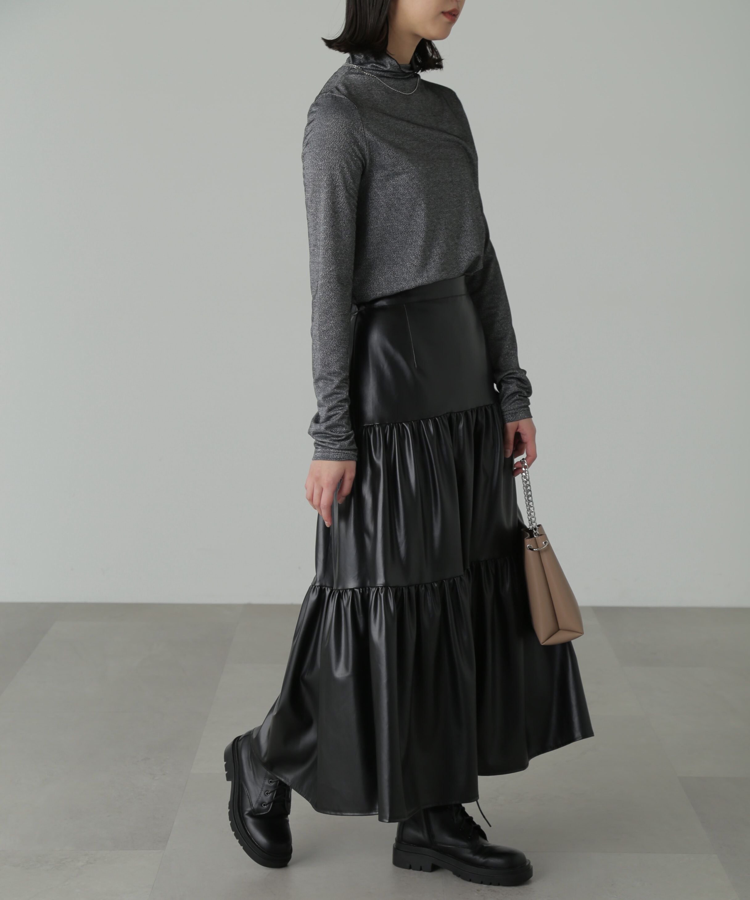  「ラメシアーハイネックカットソー」|Tシャツ・カットソー|