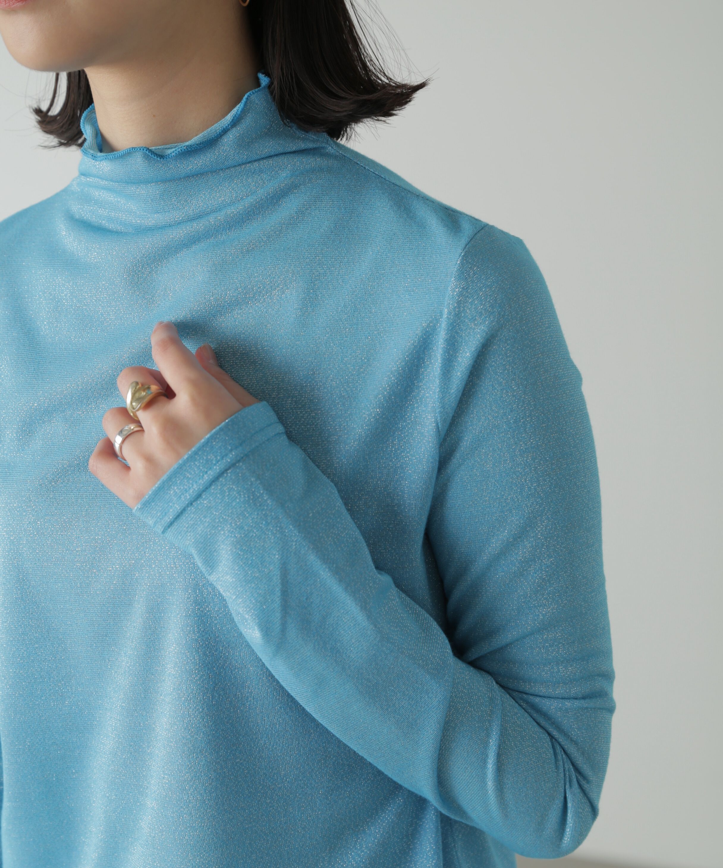  「ラメシアーハイネックカットソー」|Tシャツ・カットソー|