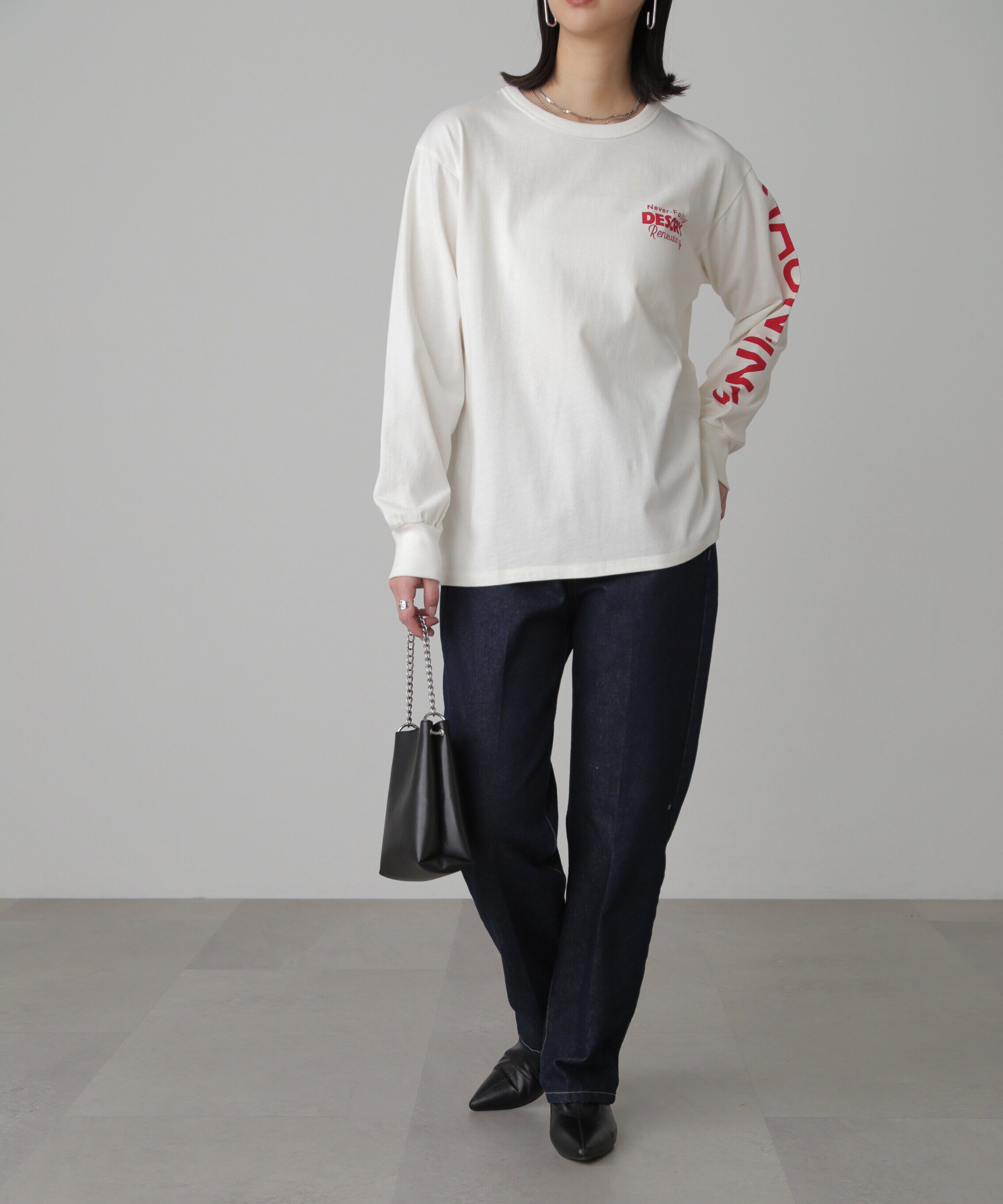  「袖ロゴプリントロングＴシャツ」|Tシャツ・カットソー|