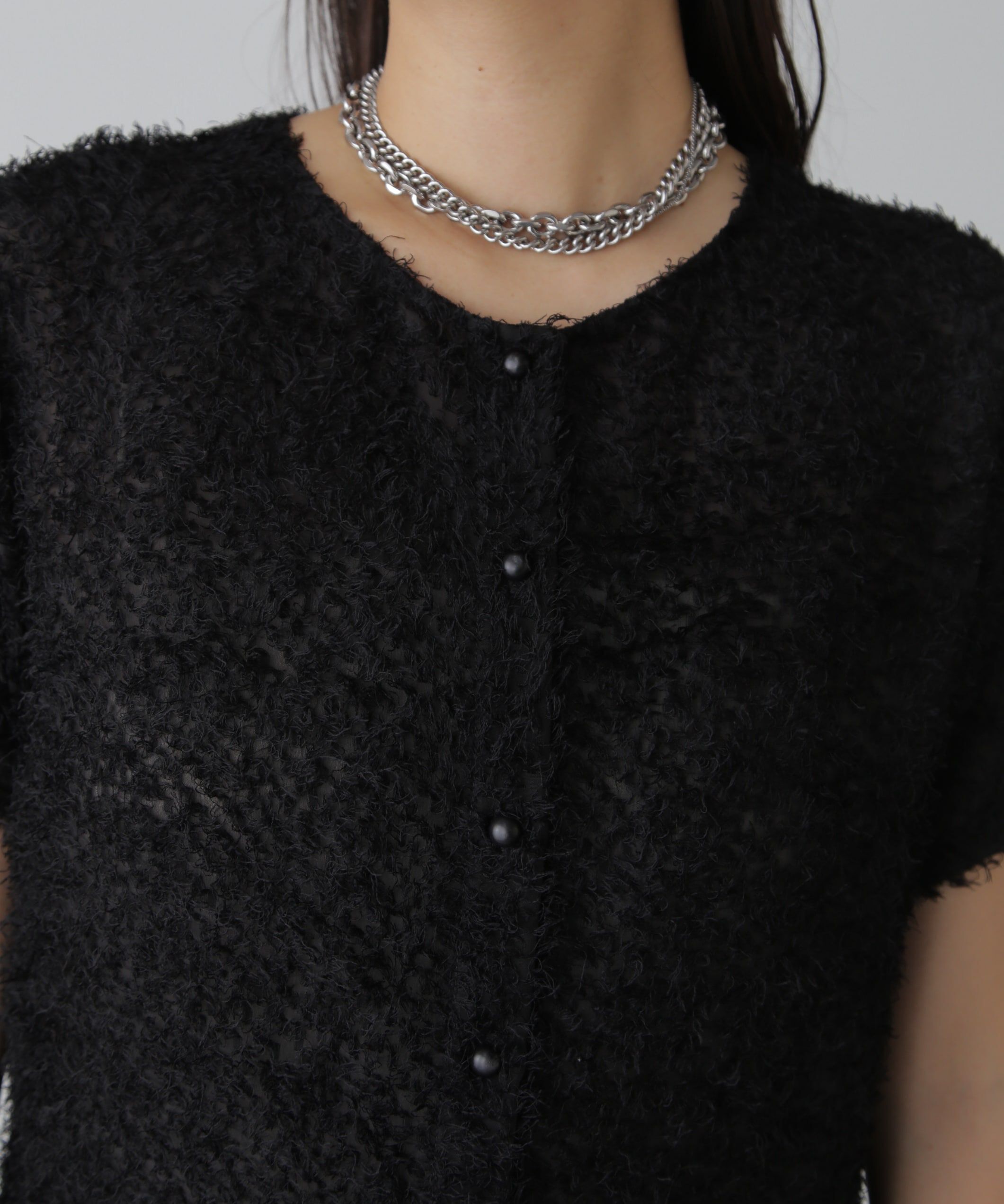  「フロントボタンカットジャガードブラウス」|シャツ・ブラウス|