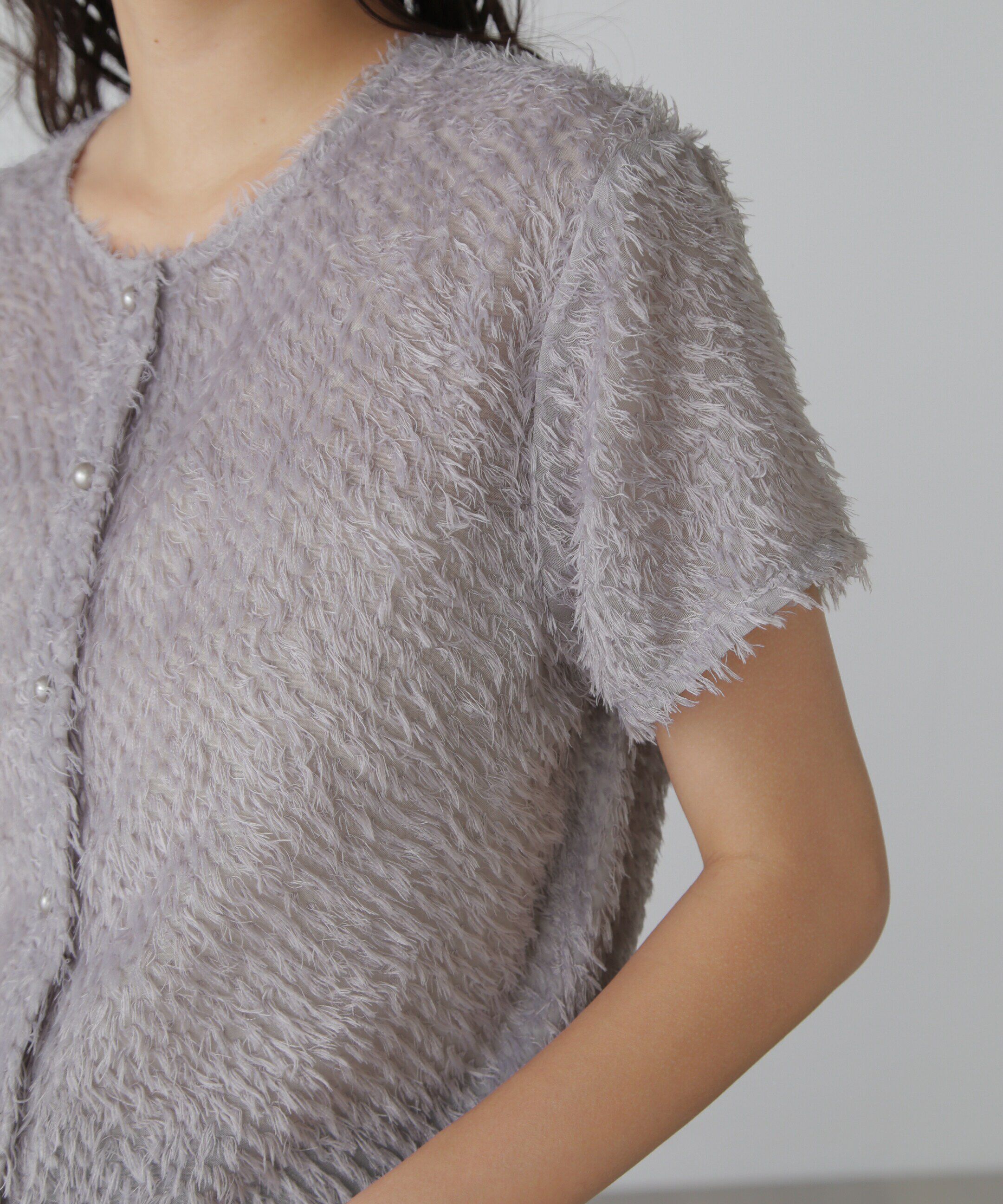  「フロントボタンカットジャガードブラウス」|シャツ・ブラウス|