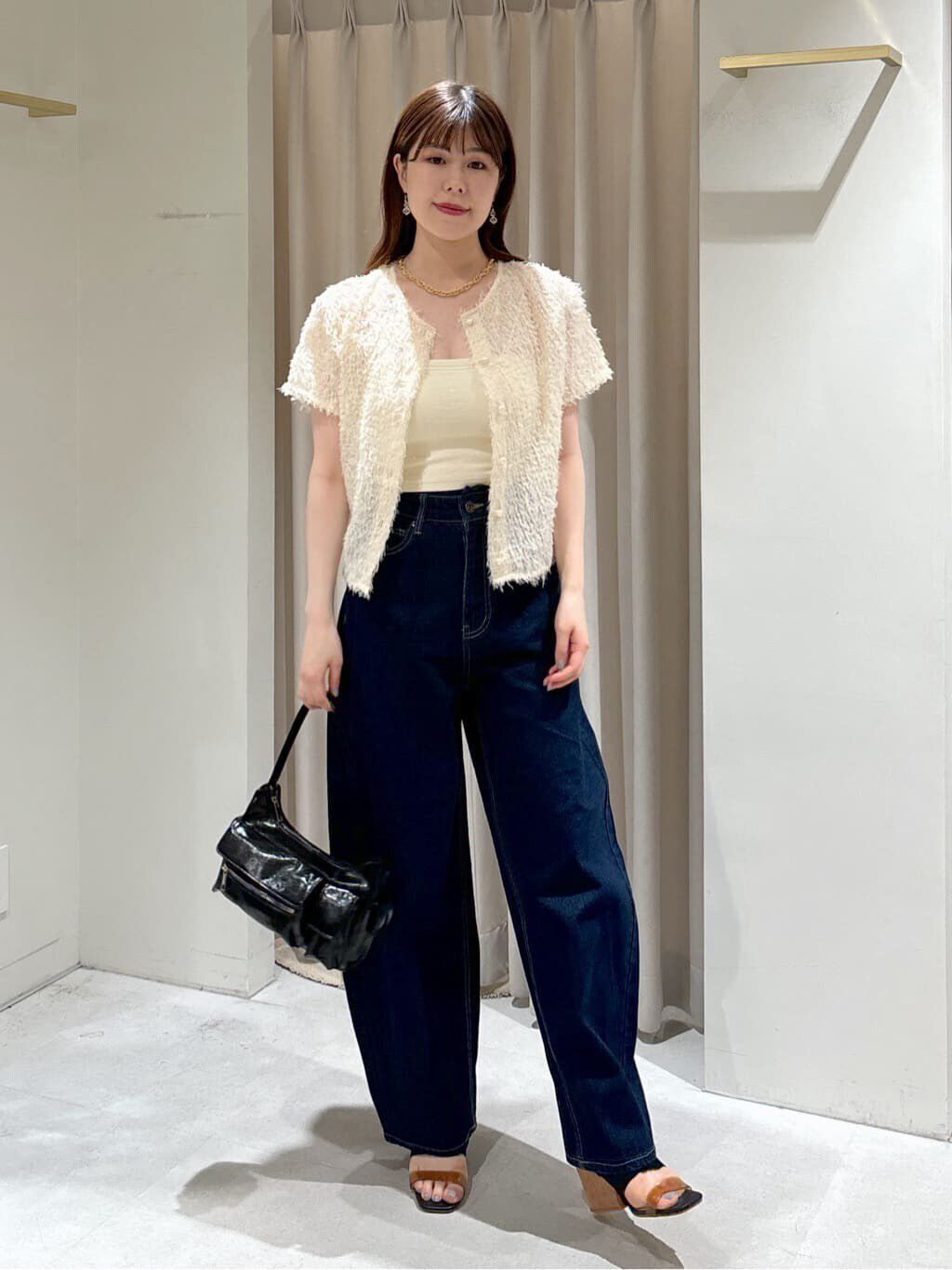  「フロントボタンカットジャガードブラウス」|シャツ・ブラウス|