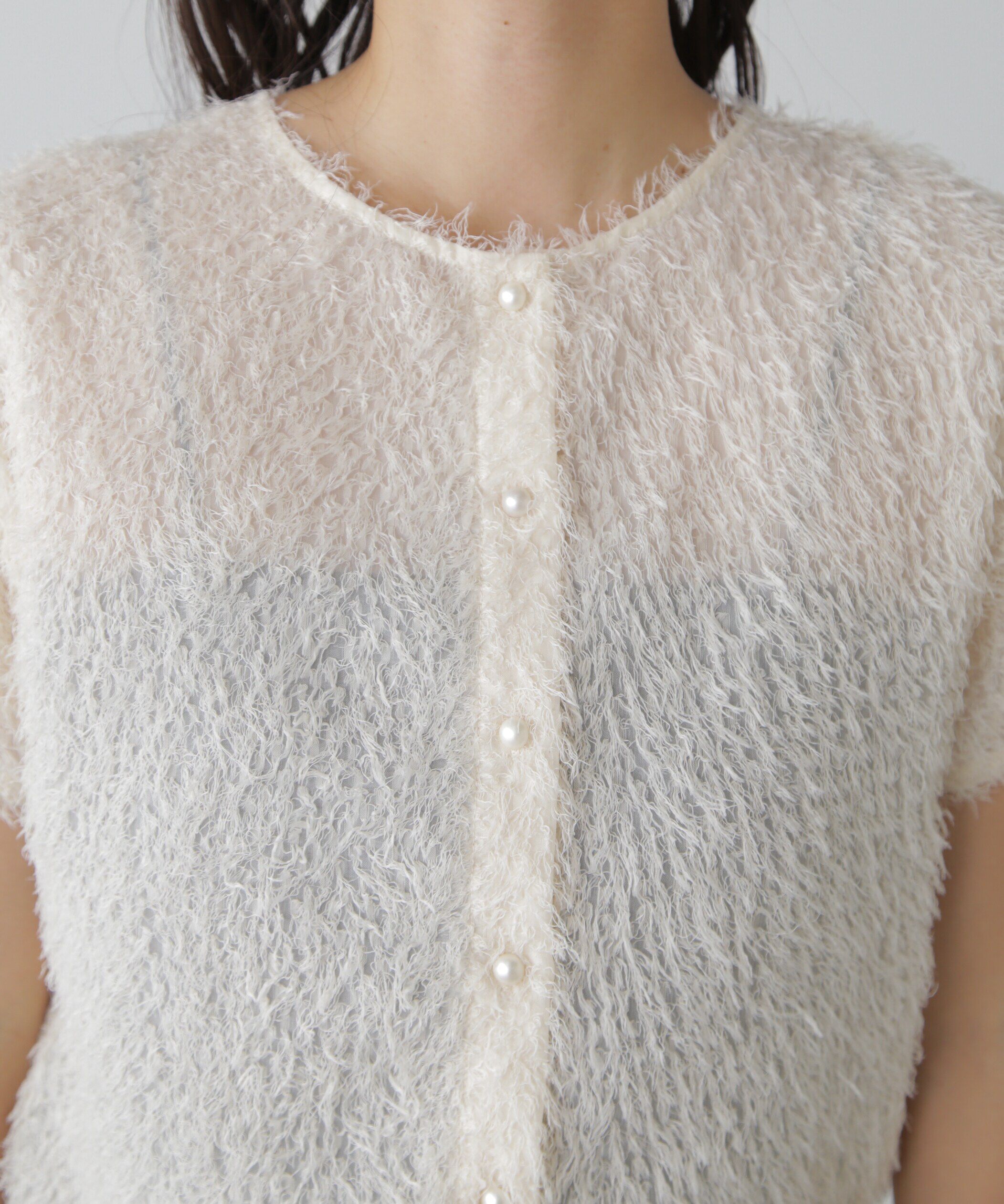  「フロントボタンカットジャガードブラウス」|シャツ・ブラウス|