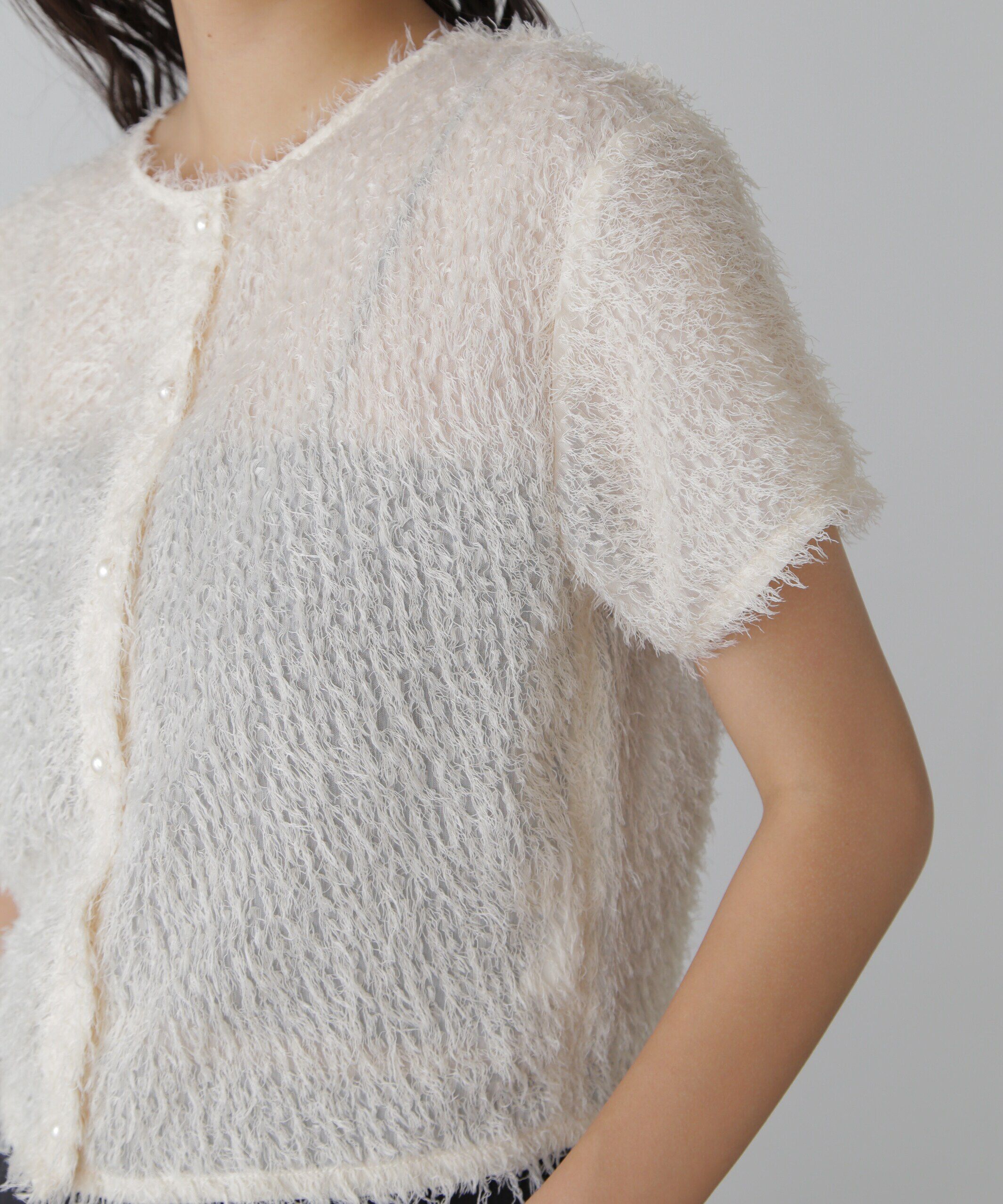  「フロントボタンカットジャガードブラウス」|シャツ・ブラウス|