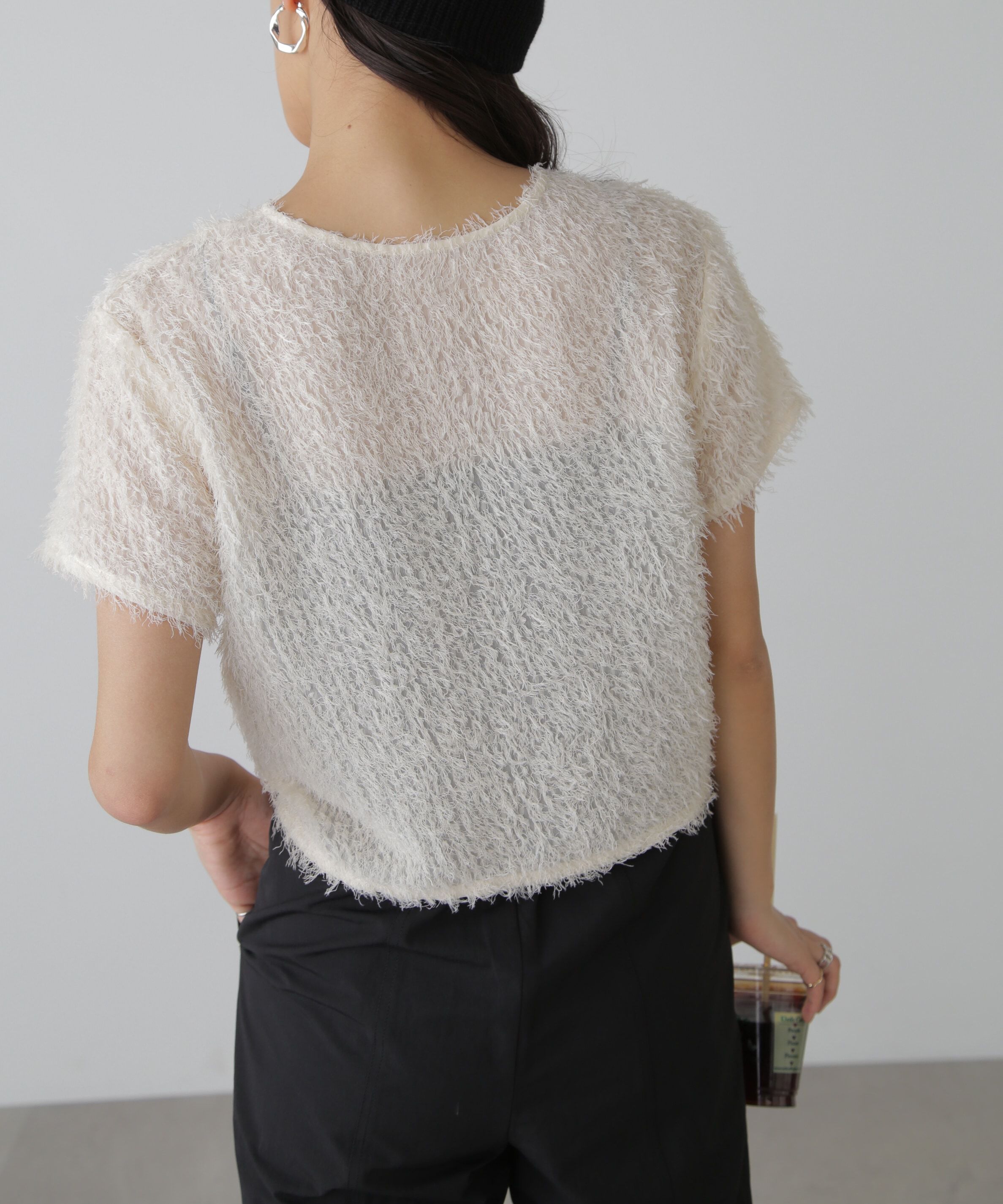  「フロントボタンカットジャガードブラウス」|シャツ・ブラウス|