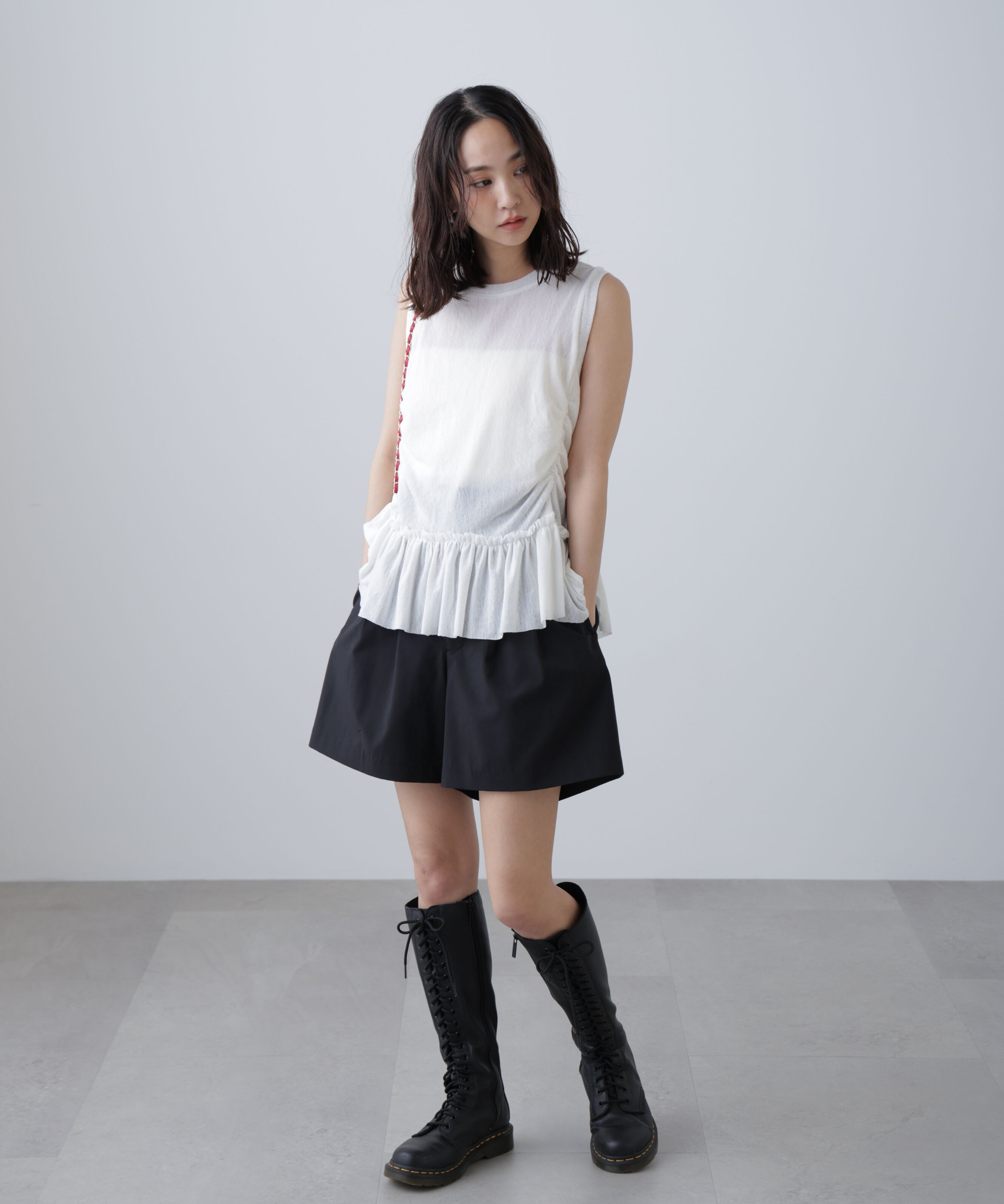  「ベルト付きダブルタックショートパンツ」|その他|