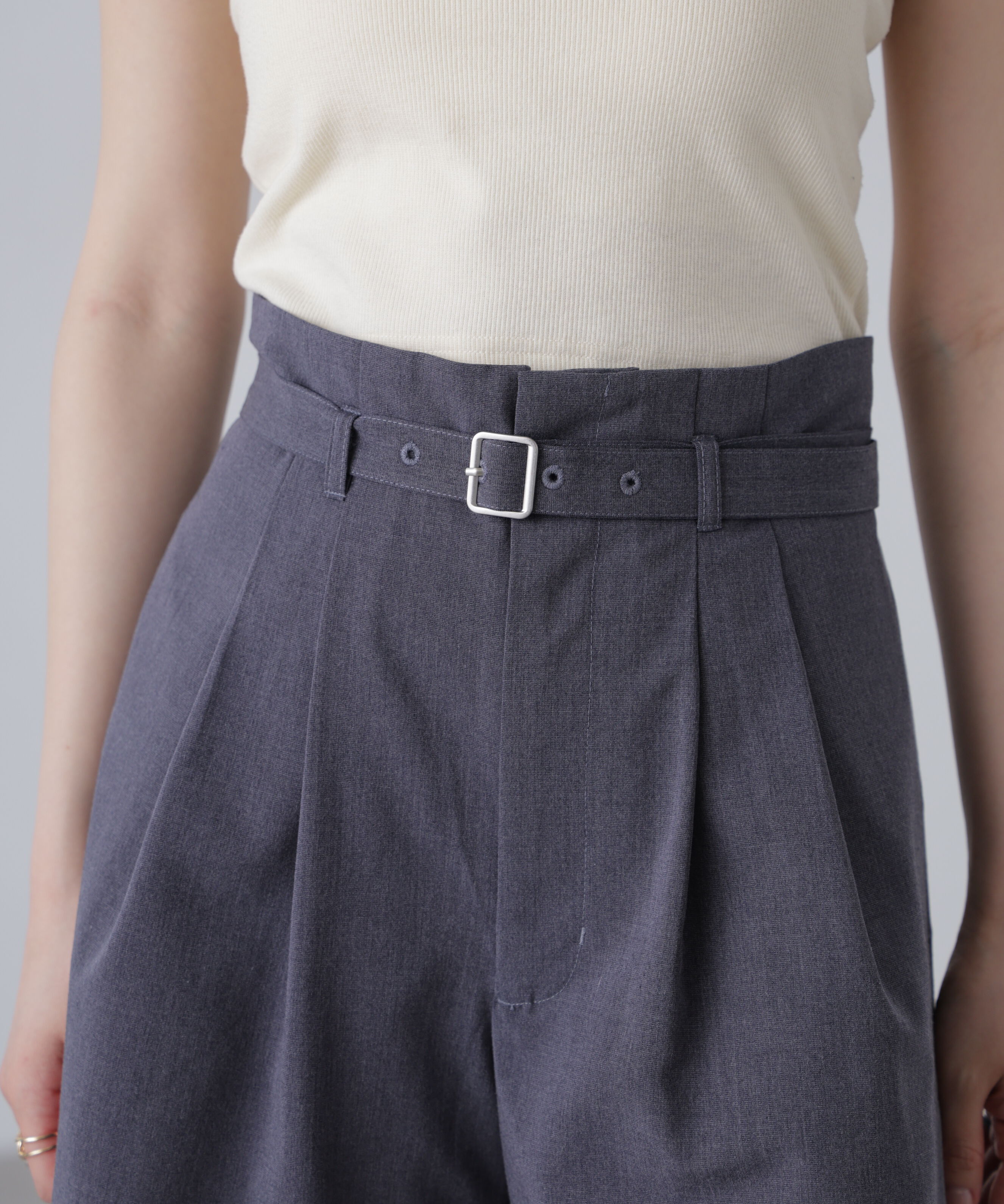  「ベルト付きダブルタックショートパンツ」|その他|