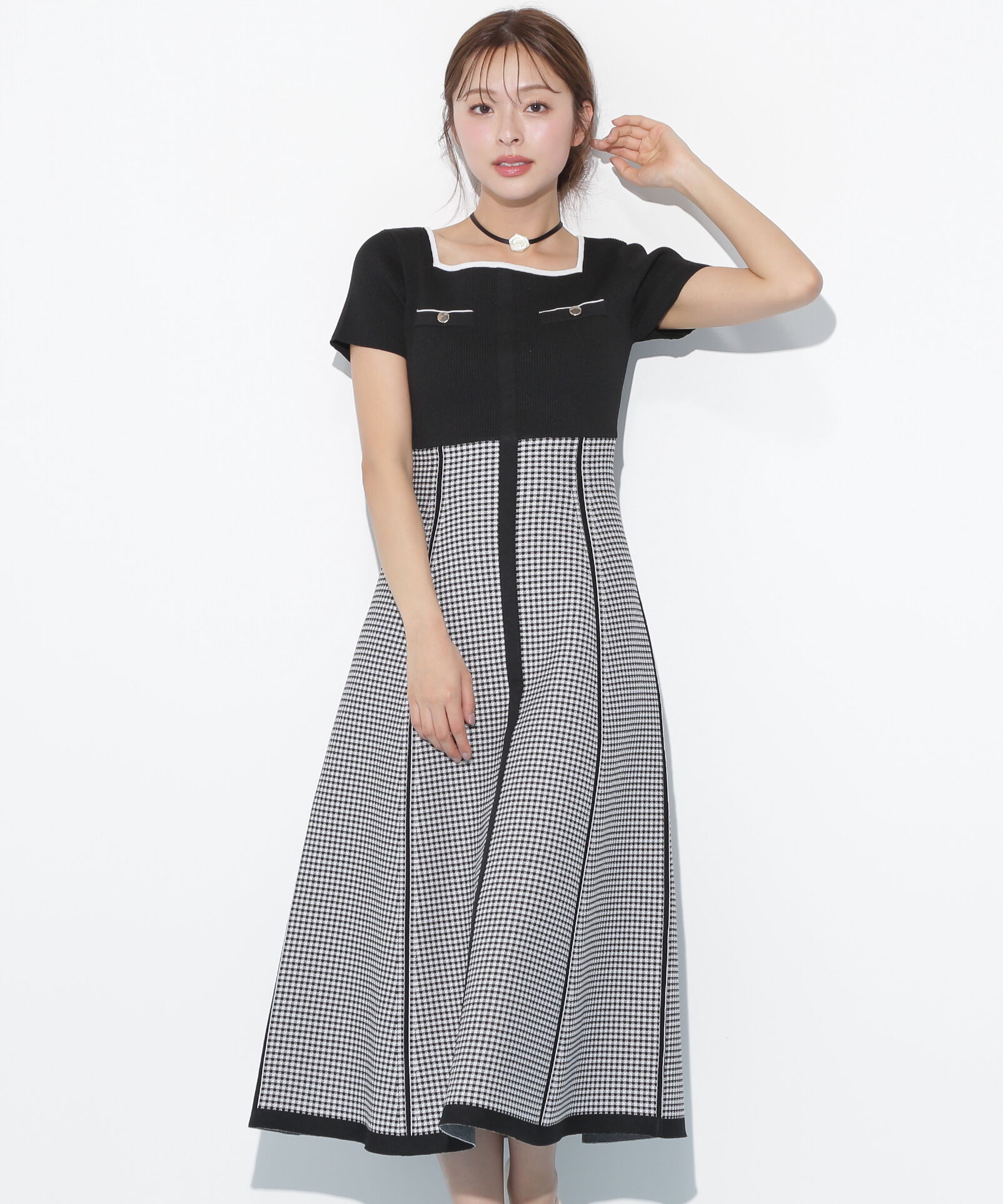  「ジャガードニットフレアワンピース」|ワンピース|