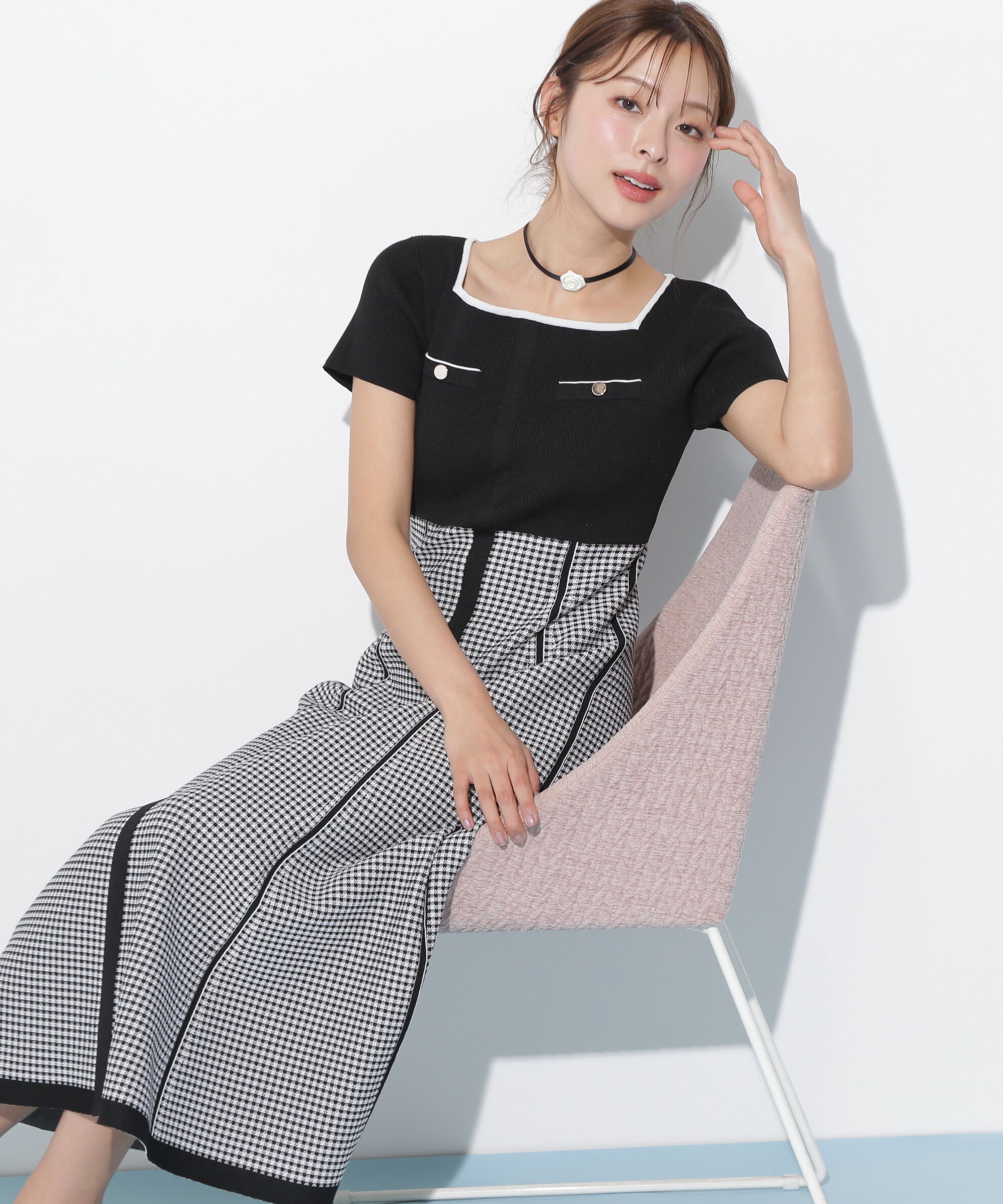  「ジャガードニットフレアワンピース」|ワンピース|