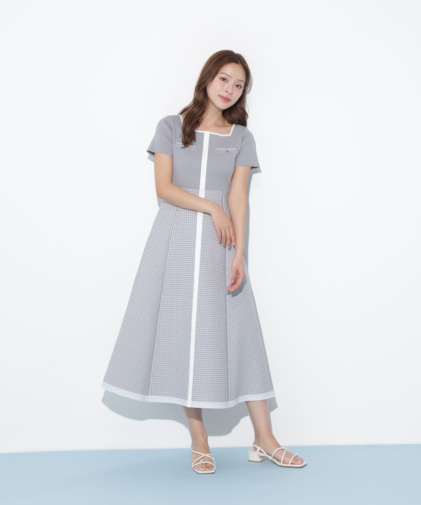  「ジャガードニットフレアワンピース」|ワンピース|