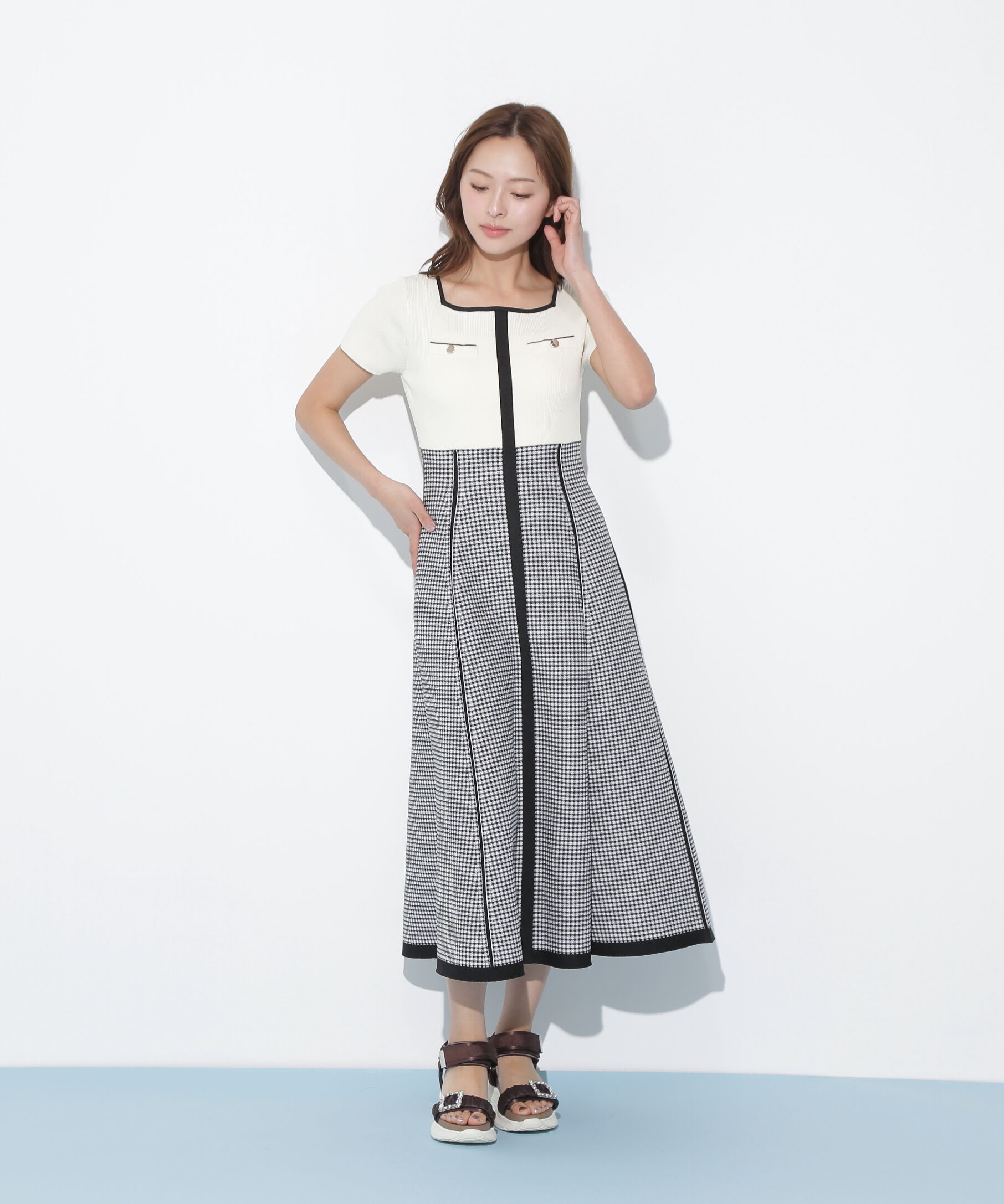  「ジャガードニットフレアワンピース」|ワンピース|