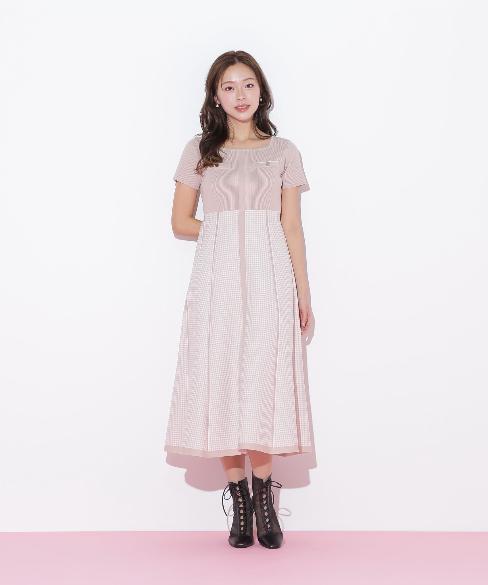  「ジャガードニットフレアワンピース」|ワンピース|