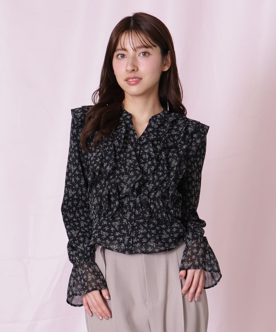  「小花プリントフリルブラウス」|シャツ・ブラウス|