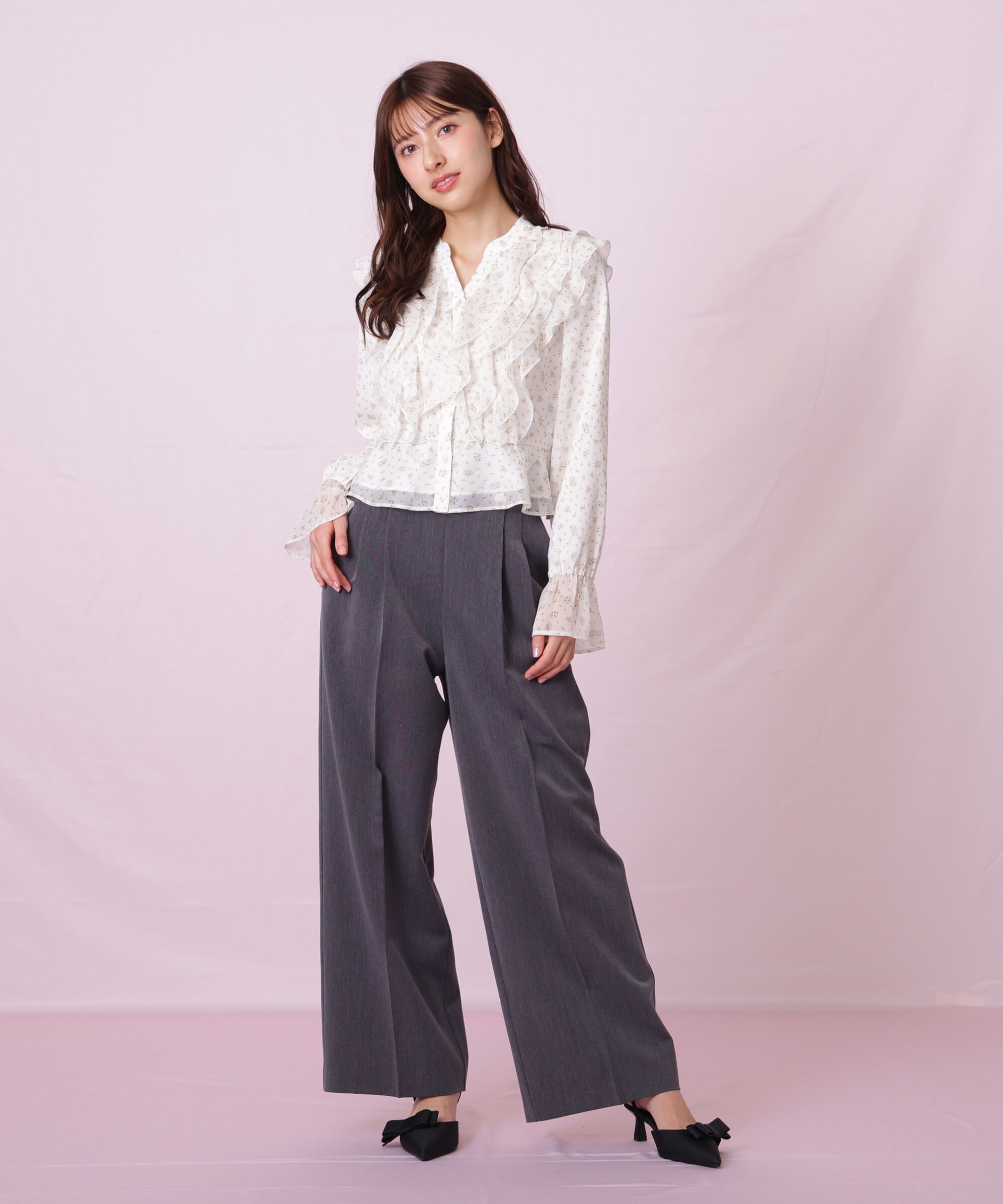  「小花プリントフリルブラウス」|シャツ・ブラウス|