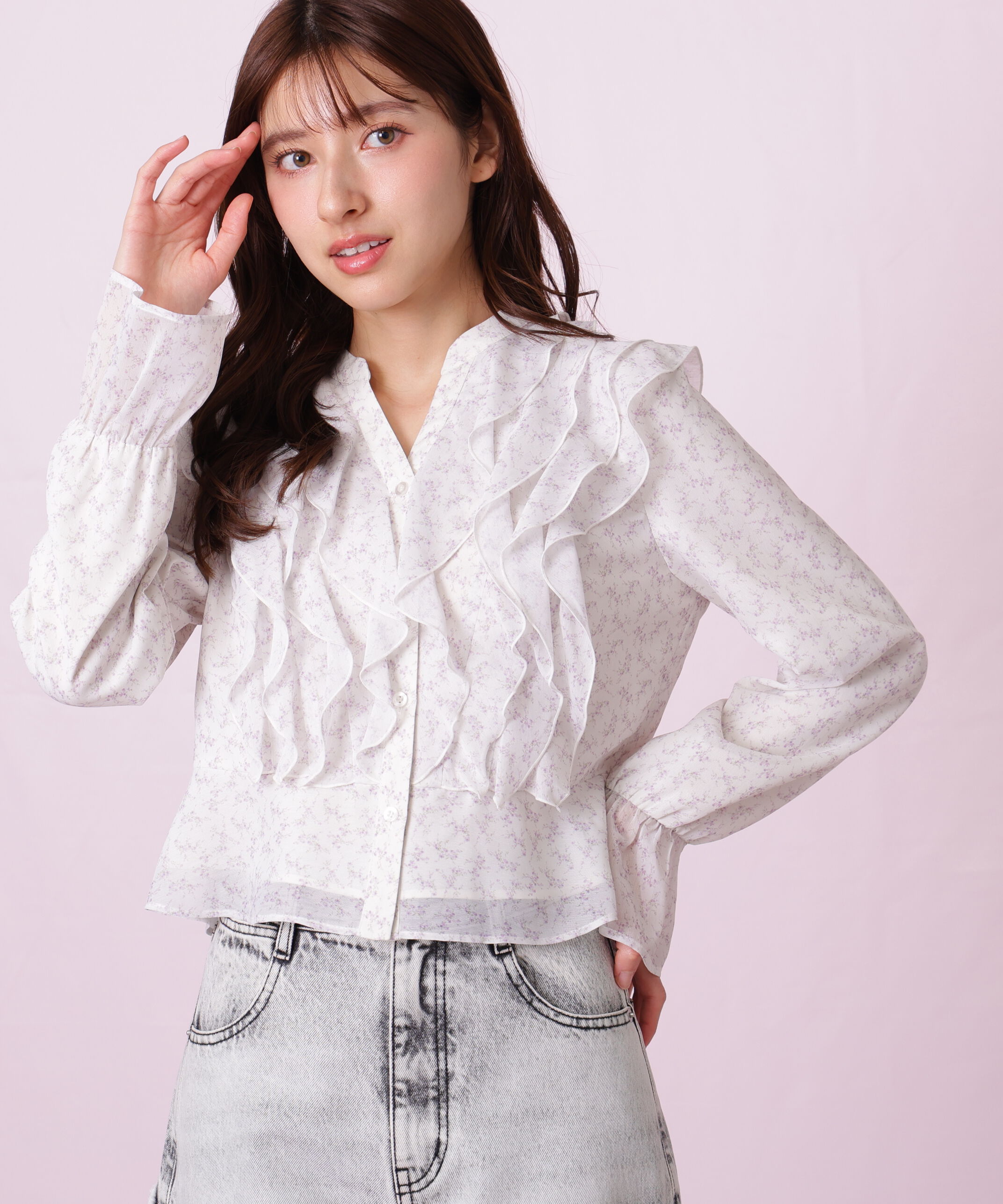  「小花プリントフリルブラウス」|シャツ・ブラウス|