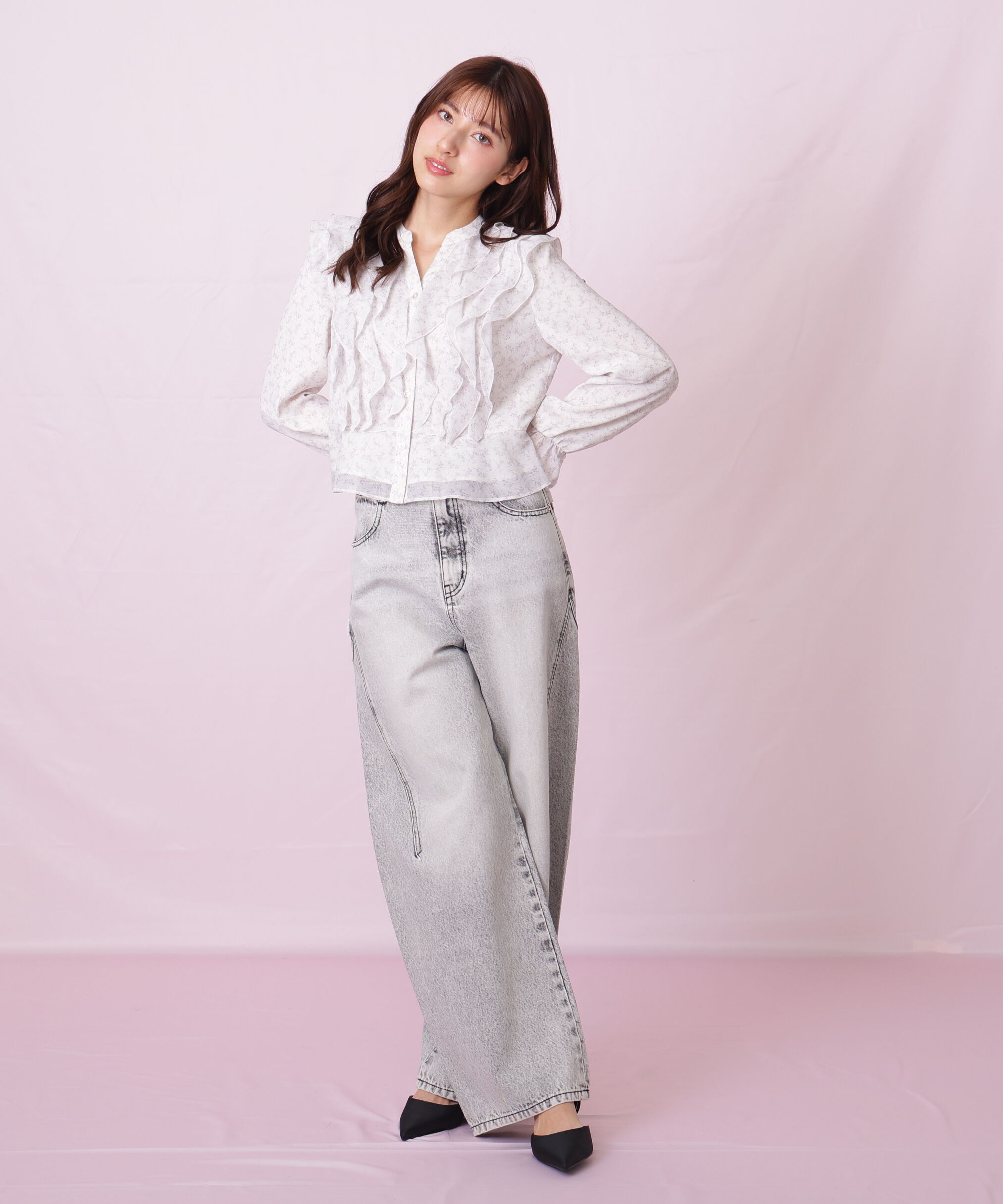  「小花プリントフリルブラウス」|シャツ・ブラウス|