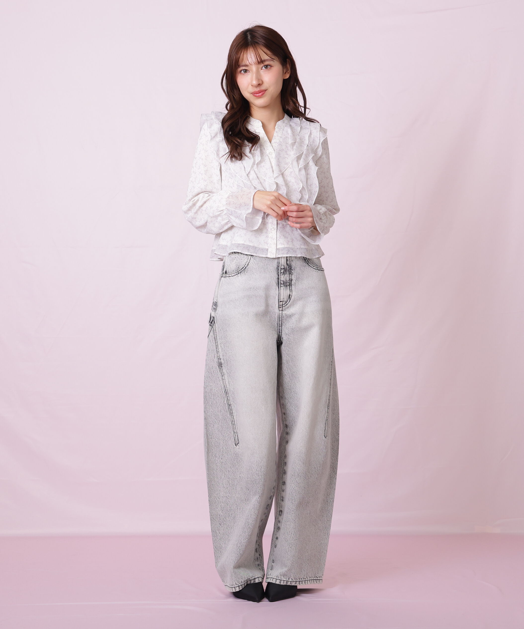  「小花プリントフリルブラウス」|シャツ・ブラウス|