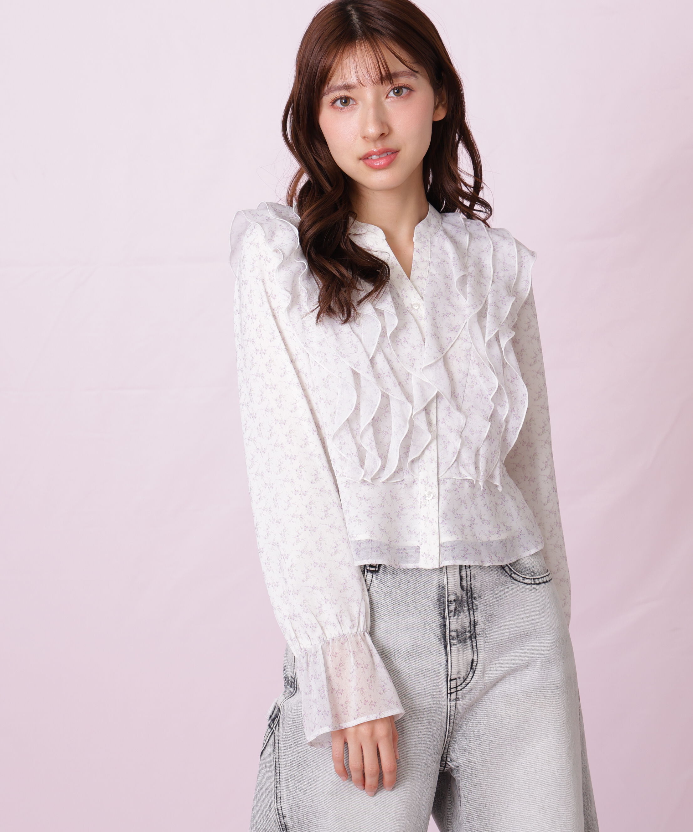  「小花プリントフリルブラウス」|シャツ・ブラウス|