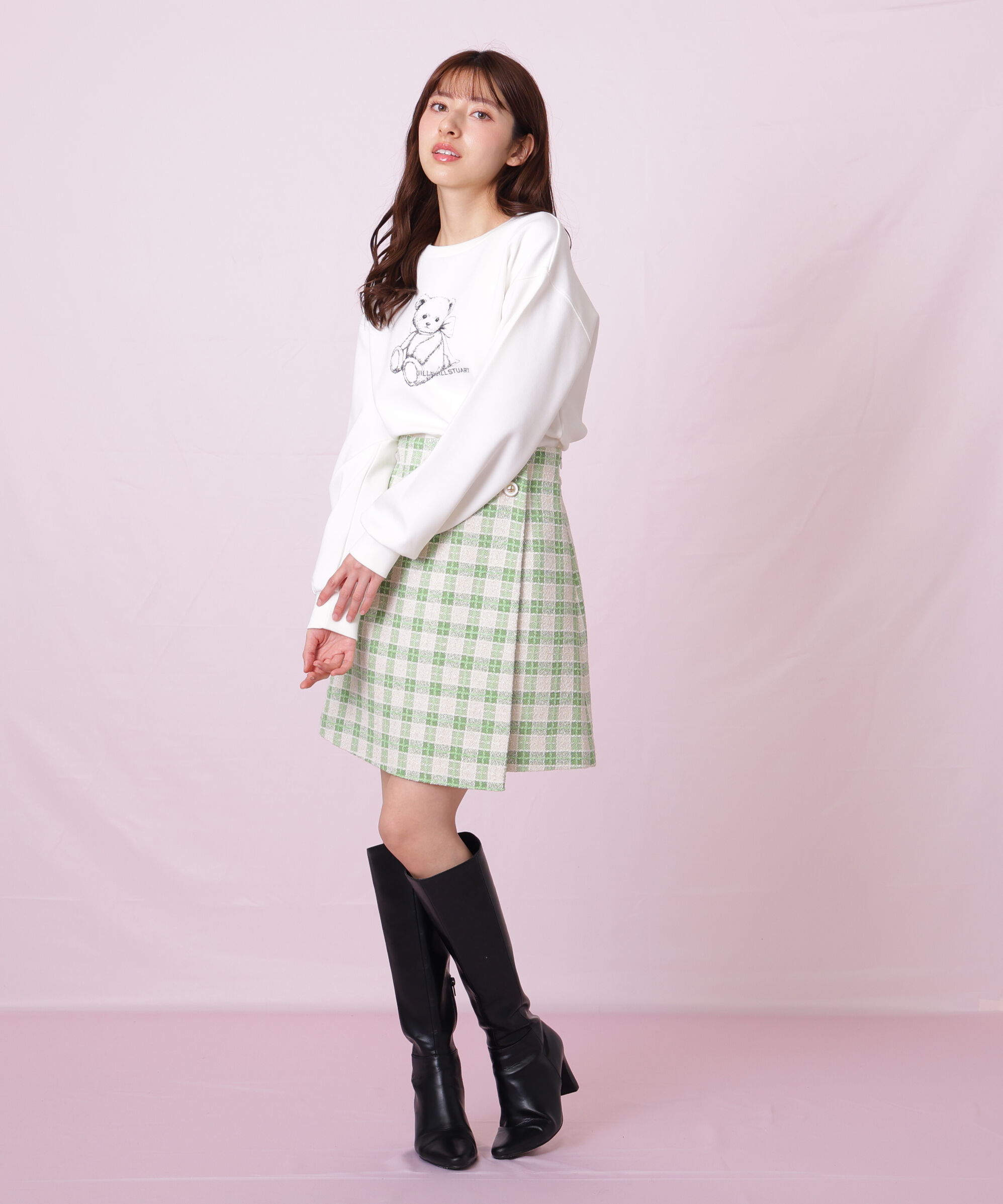  「ブロックチェックツィードミニスカート」|スカート|