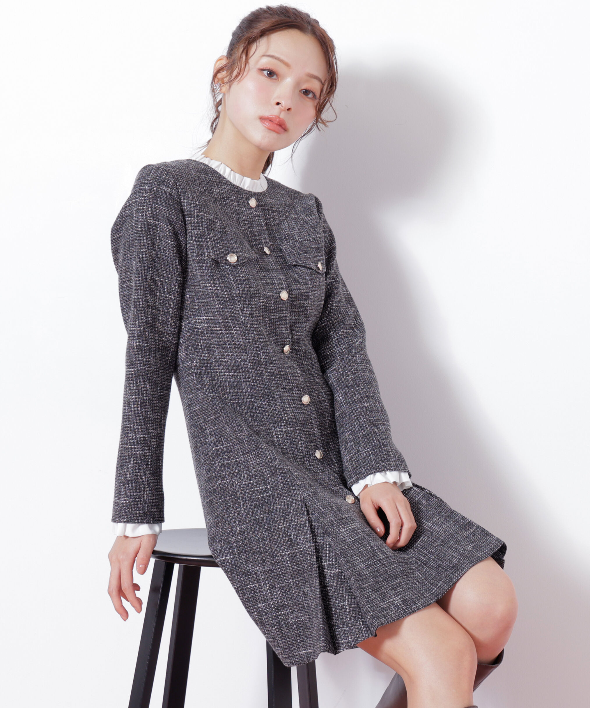  「ツィードミニワンピース」|ワンピース|