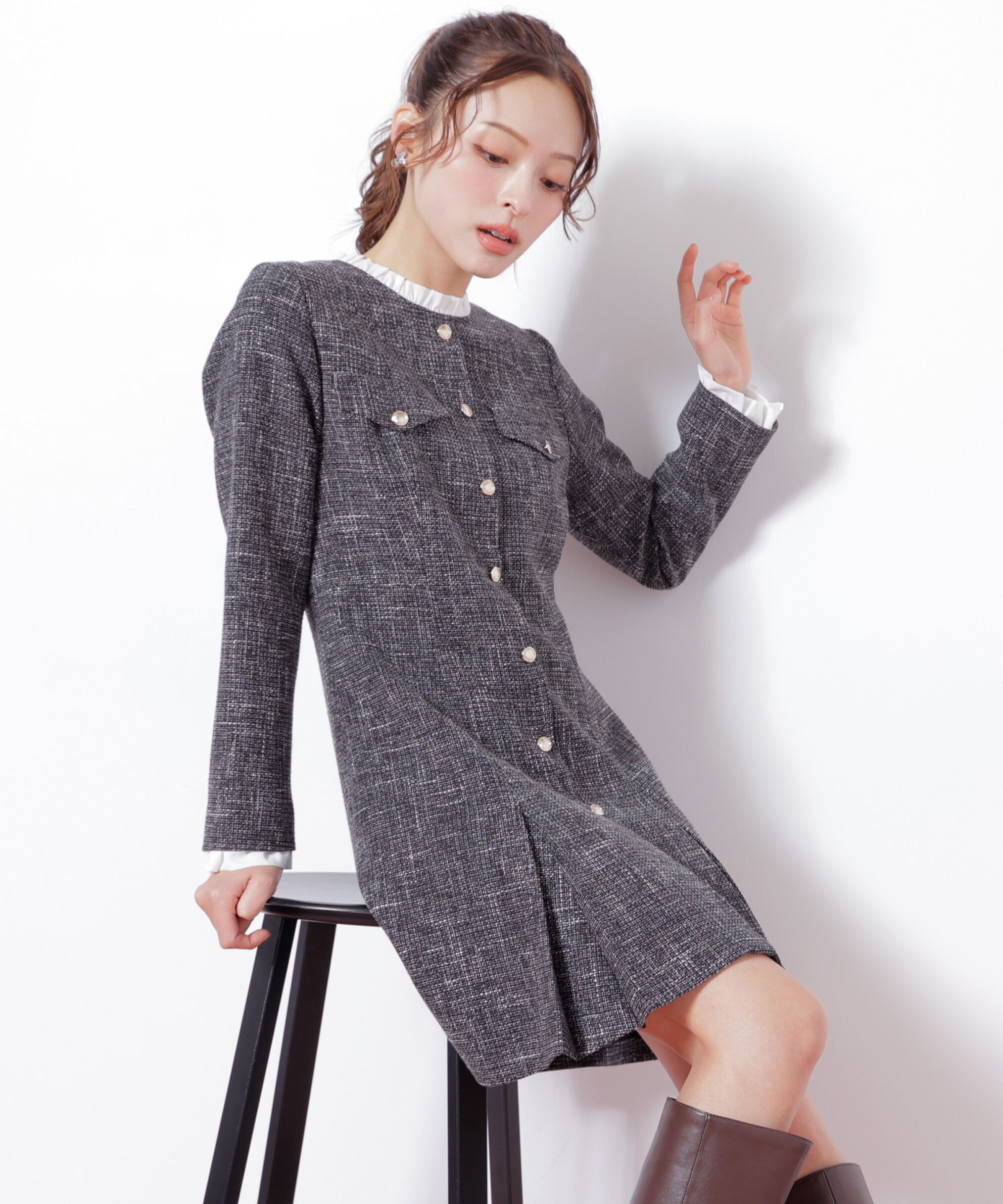  「ツィードミニワンピース」|ワンピース|